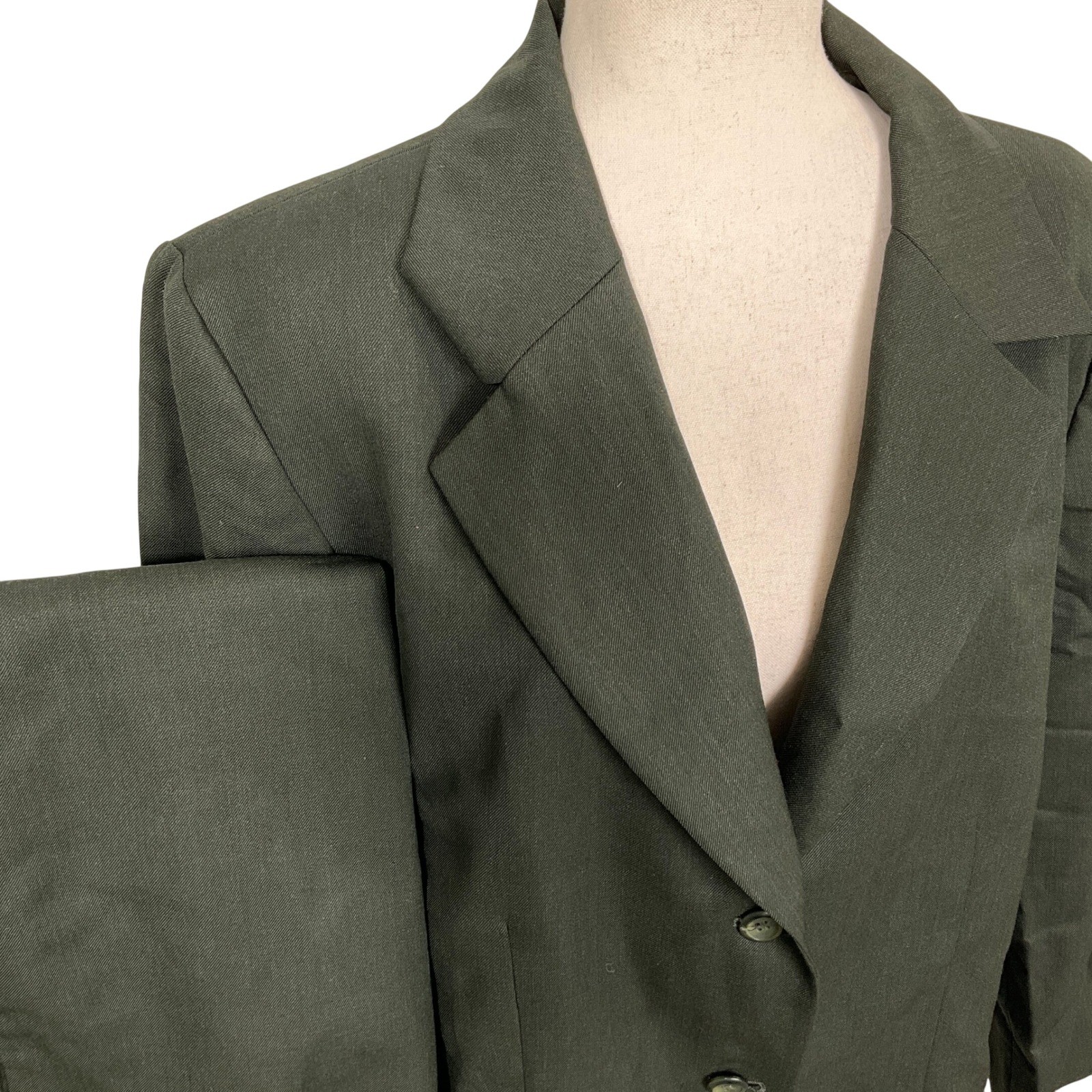 Pendleton Pantsuit Womens 18W Green Corporate Minimalist Preppy Wool USA VTG
