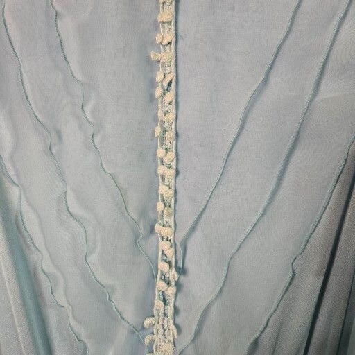 Vintage Prairie Cottagecore 70s Small Flutter Sleeve Pleated Powder Blue Dress