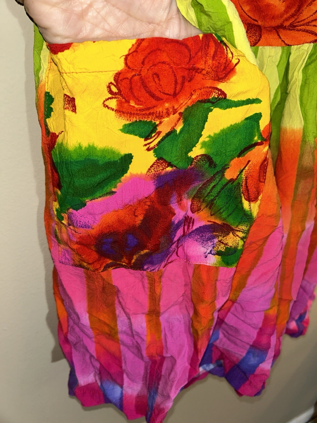 1990s Jams World Brightly Colored Abstract Flower Print Vintage 90s Mini Dress L