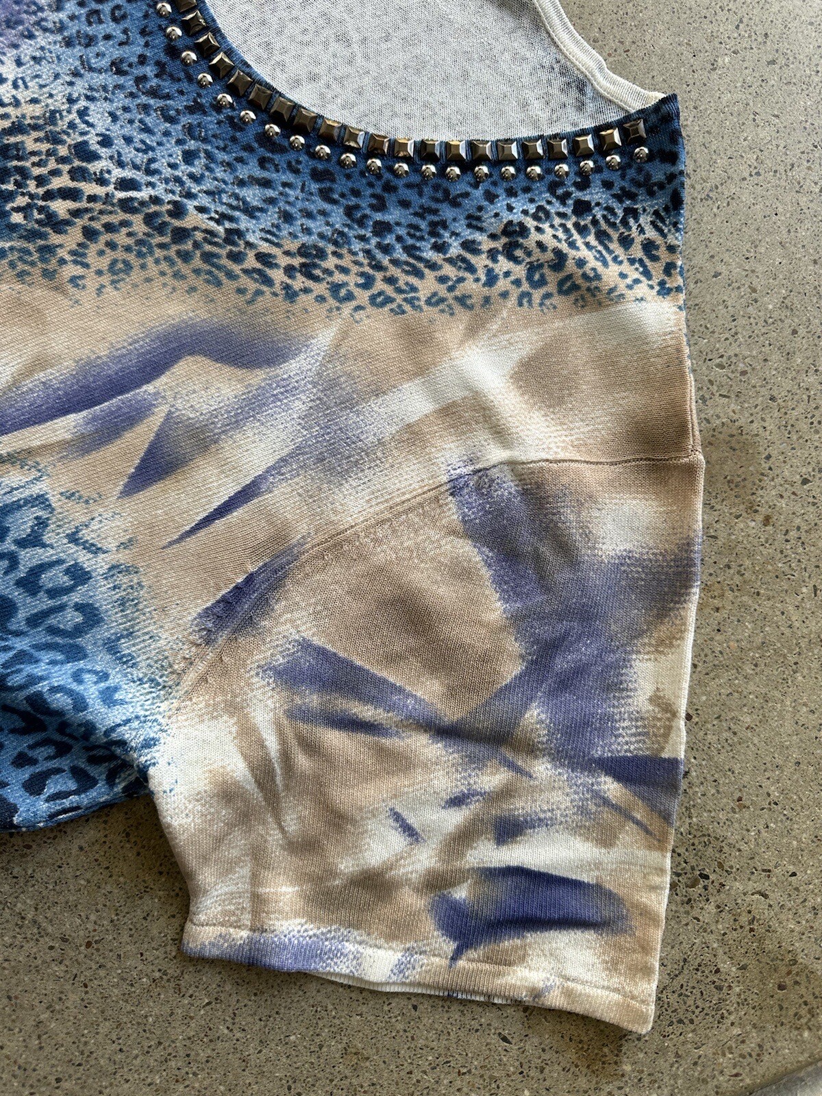 Vintage Pool Femmes Rayon & Nylon Blend Abstract Animal Print Top Size M