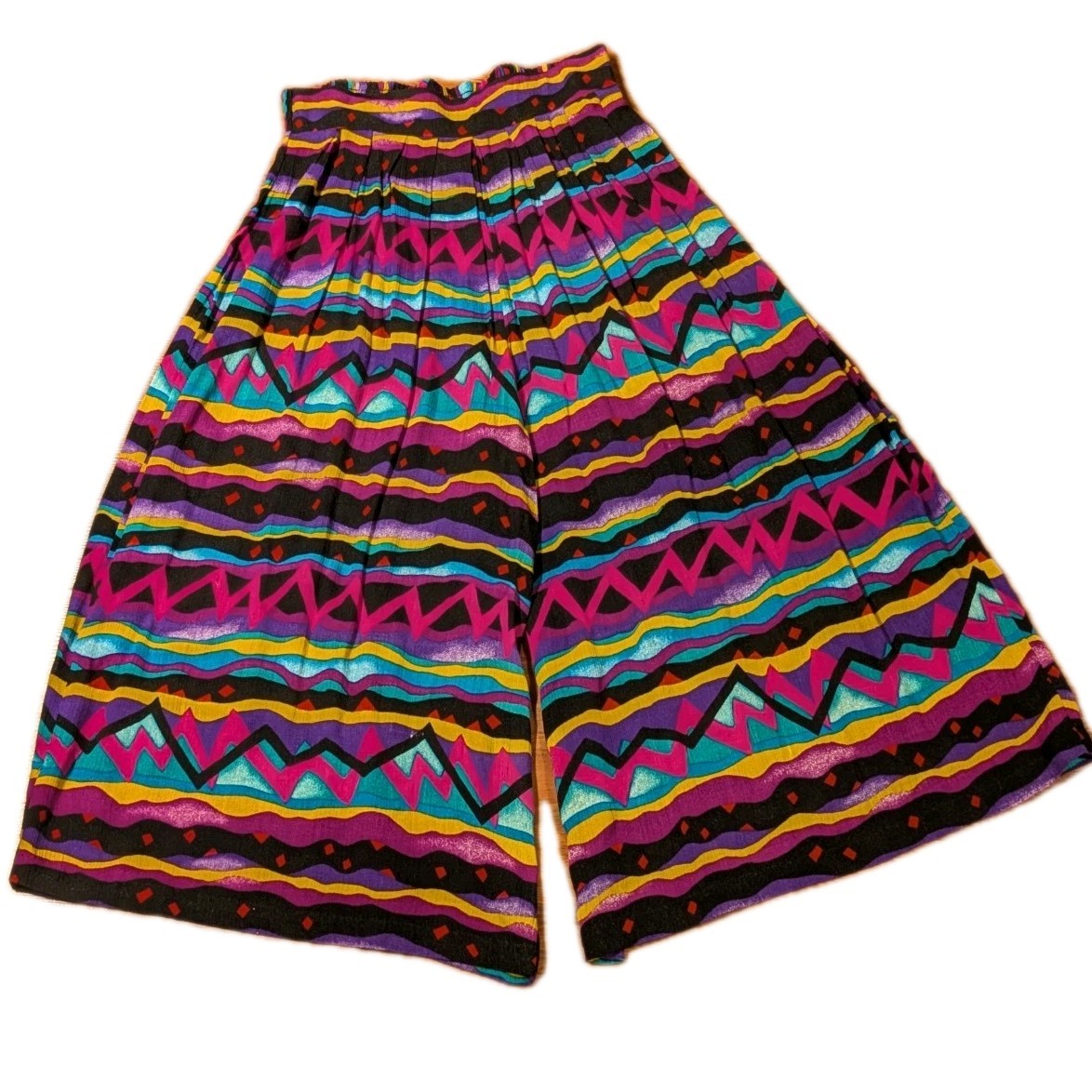 Vintage 80s 90s Petite Sophisticate Culottes Women S Colorful Aztec Gaucho Pants