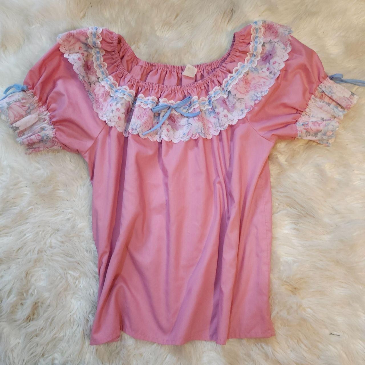 Vintage 1970s Partners Please Malco Modes two-piece prairie Cottage set pink