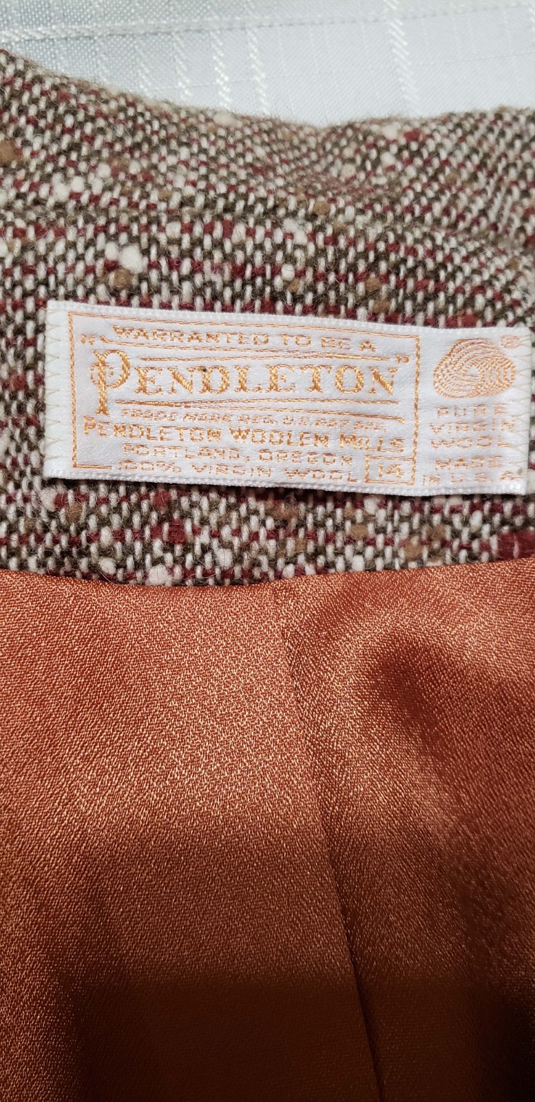 Vintage Pendleton Pant Suit Size 14 pants/jacket – rust color