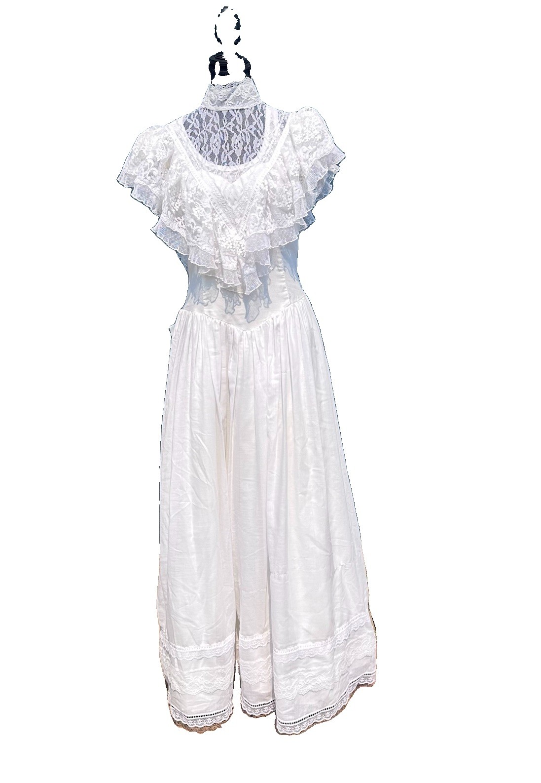Vtg Jessica McClintock Wedding Dress 12 Fits 4/6 Gunne Sax Style Ivory Lace Gown