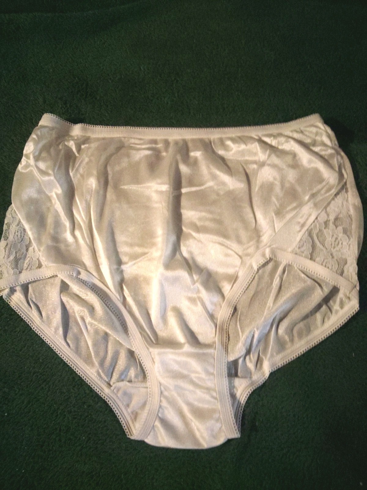 Lot Of 4 – 100% Nylon Brief Panties With Lace Silky Soft Size 7
