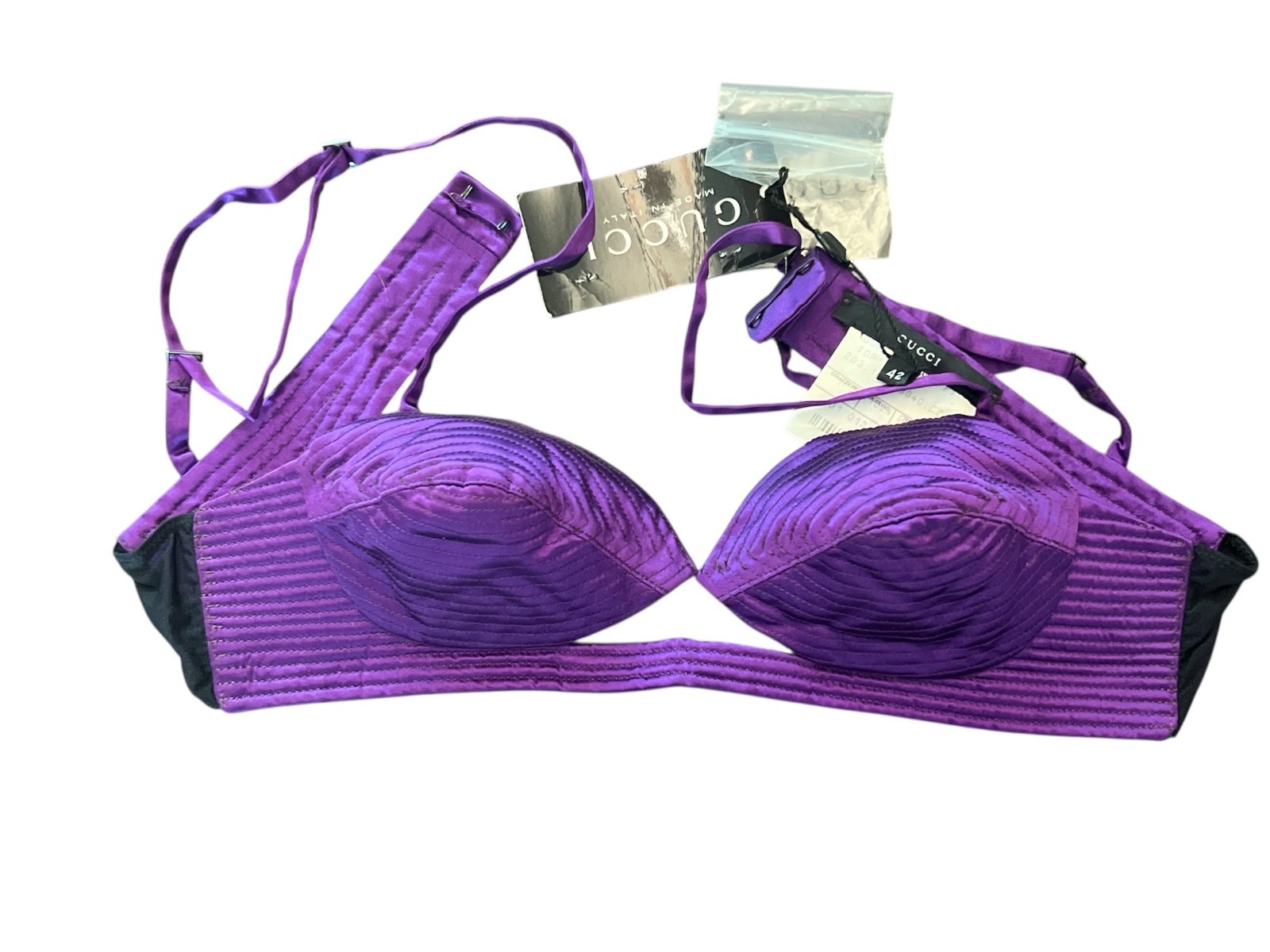 TOM FORD FOR GUCCI VINTAGE 2001 SILK CONE BRA TOP NEW OLD STOCK WITH ALL TAGS!!