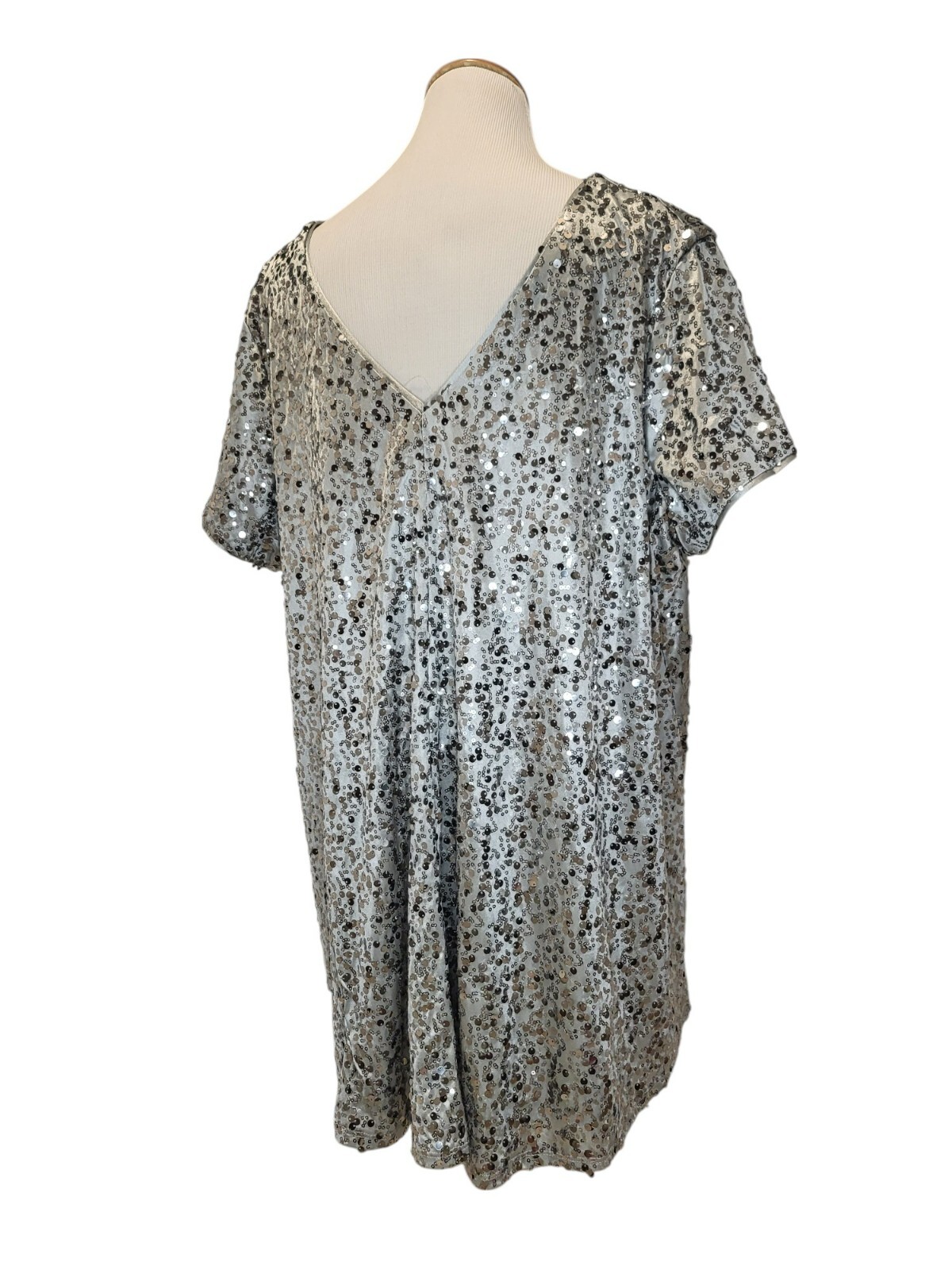 Vintage Roaman&rsquo;s Silver Sequin Sparkle Disco Glitter Glam Blouse Top Shirt 22W