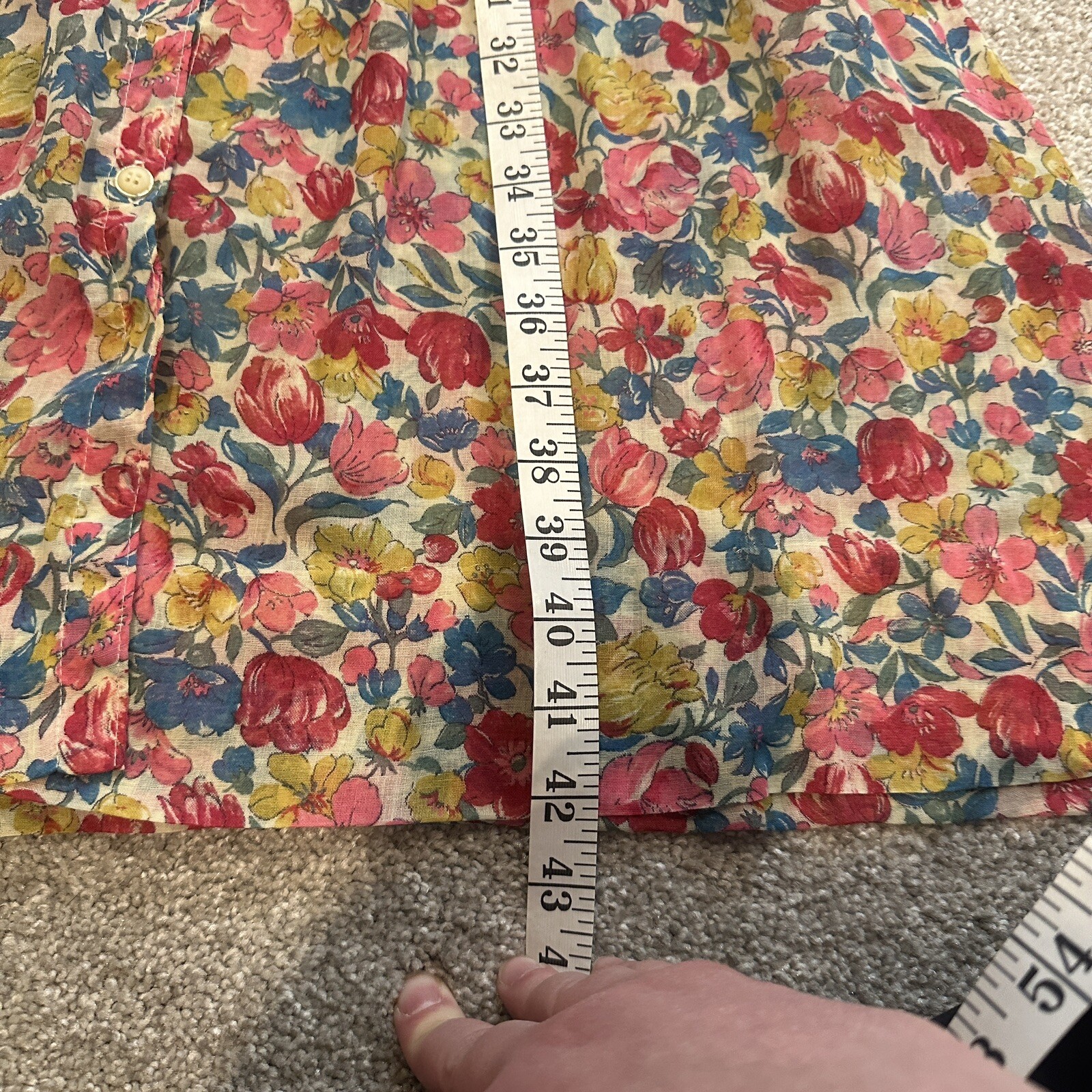 Vintage Shirt Dress Floral Lace Collar Sleeves Button Front See Description