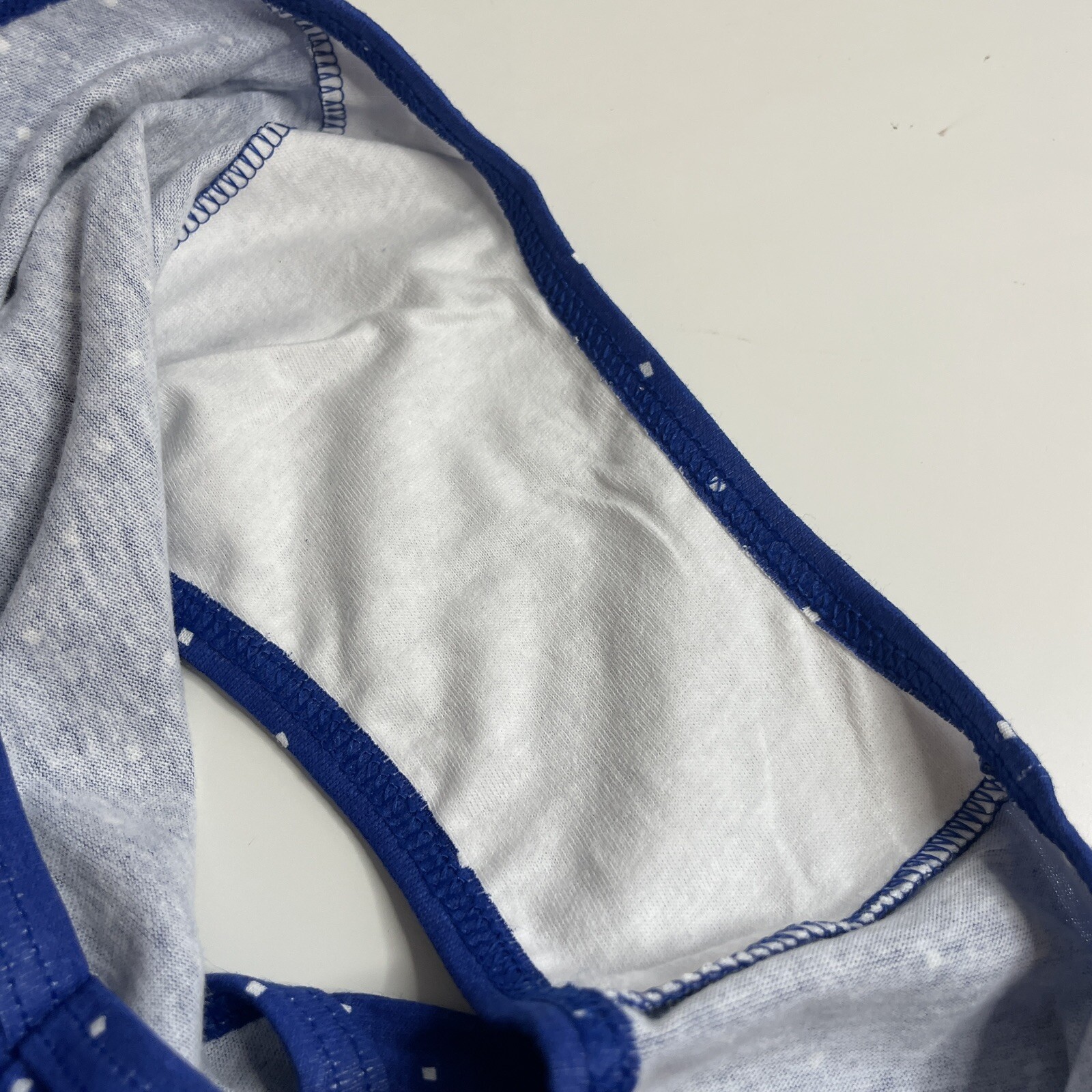 Vintage Fruit of the Loom High Waist Brief Panty Size 7 Blue White Polka Dot