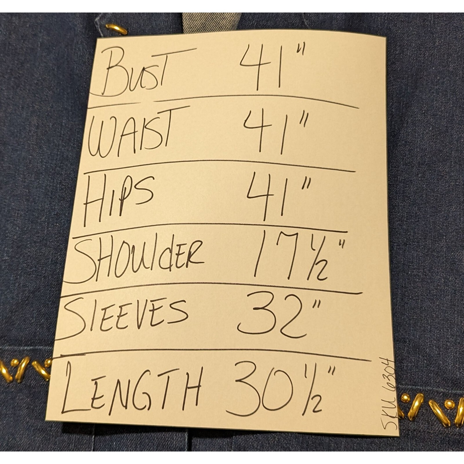 Vintage Danielle Embellished Gold Studded Denim Blazer Small