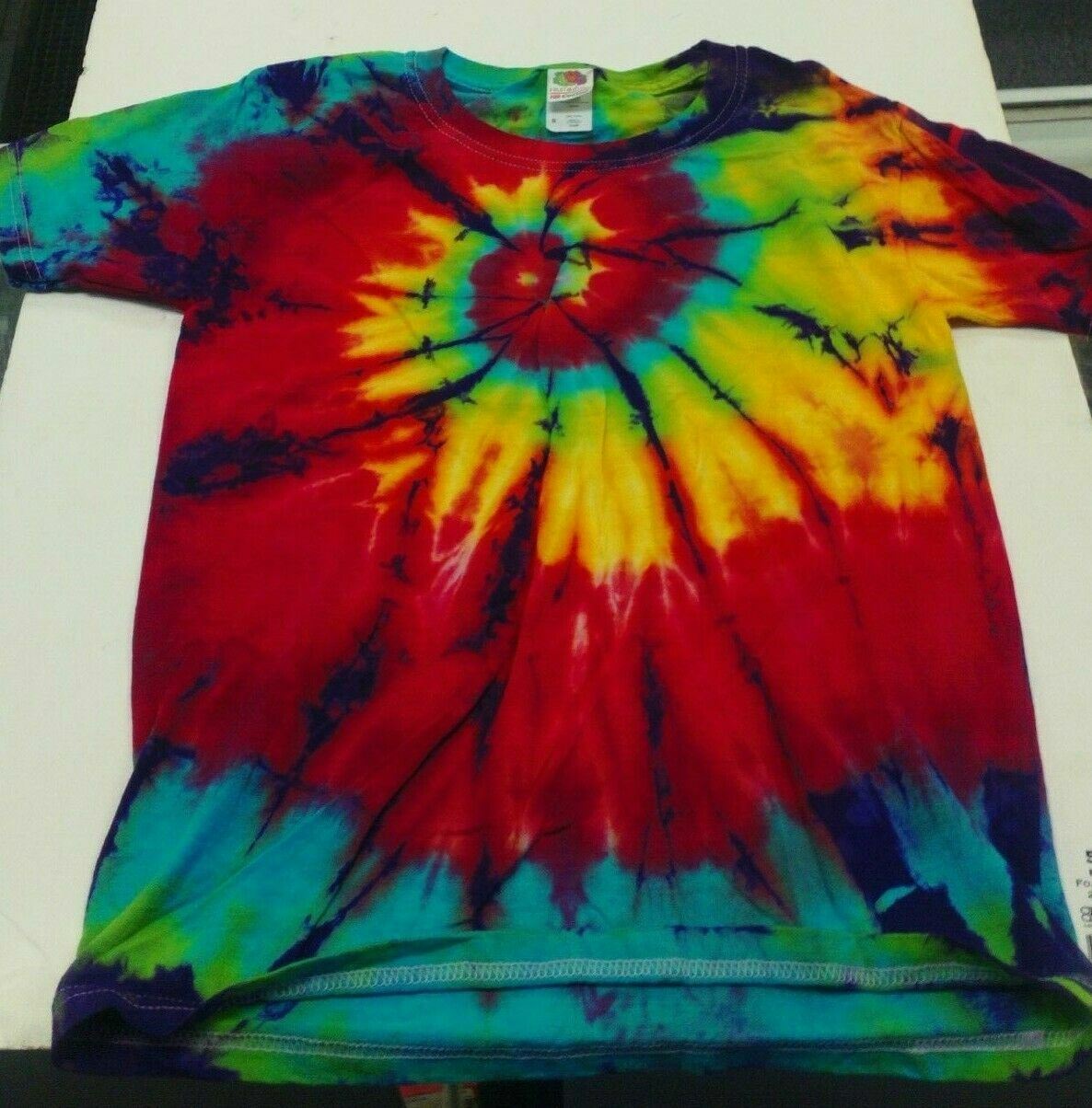 TYE DYE RAINBOW SHORT SLEEVE T-SHIRT 100% COTTON CHILDREN KIDS UNISEX – SMALL