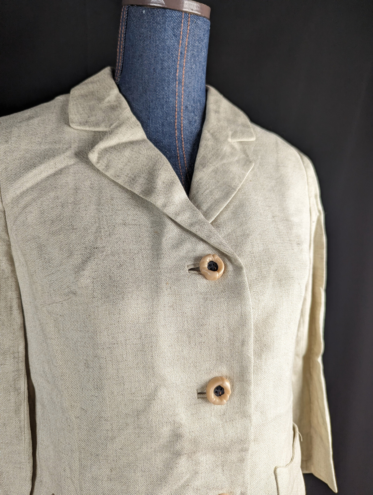 Vintage 1960s Womens Dress Skirt Suit Set Size 4 Fitted Jacket Blazer Ivory