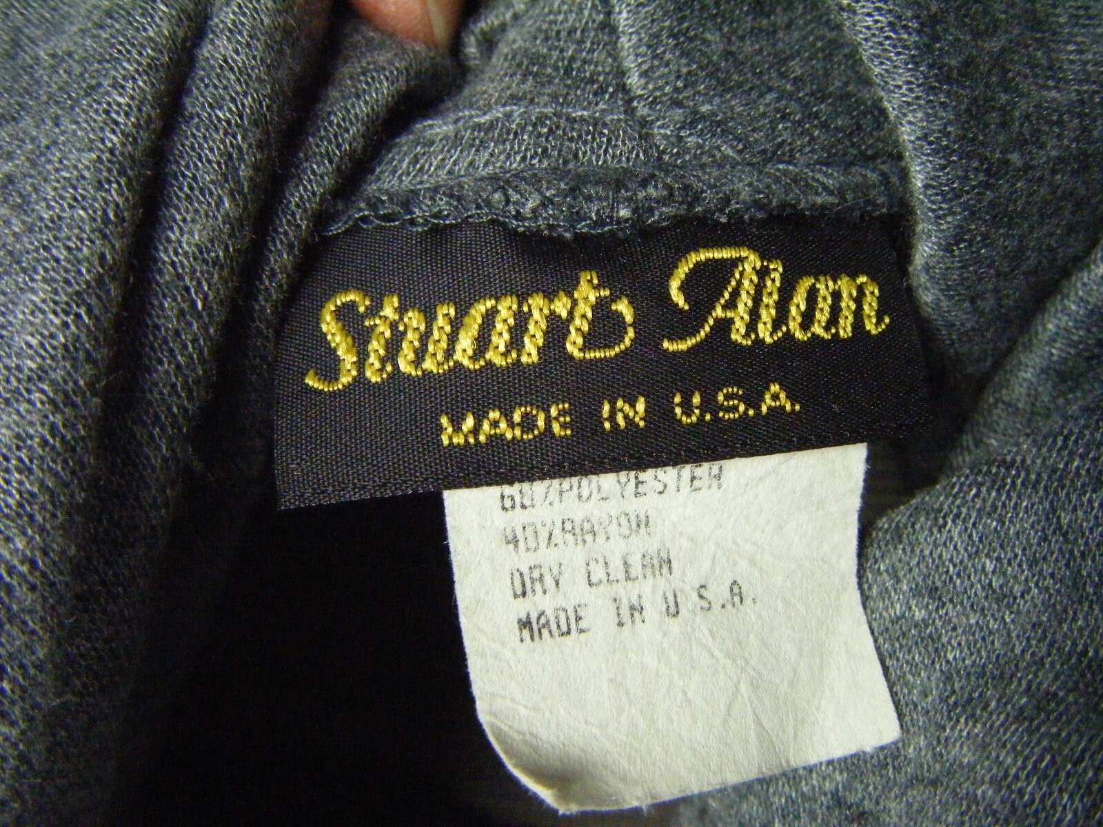STUART ALAN Vtg 80s Heather Grey Knit Fringes Collar Western Dress-Bust 44/M