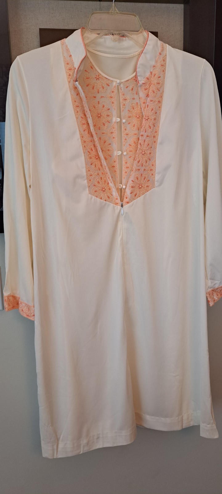 Off White Cream Vtg 2 Pc Gossard Artemis Robe Nightgown Beautiful Embroidery Med