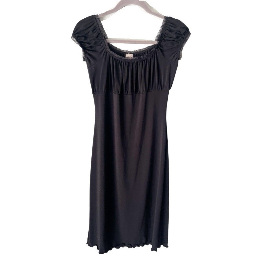 Vintage Y2K Newport News Whimsigoth Vampy Milkmaid Dress Medium Lettuce Hem