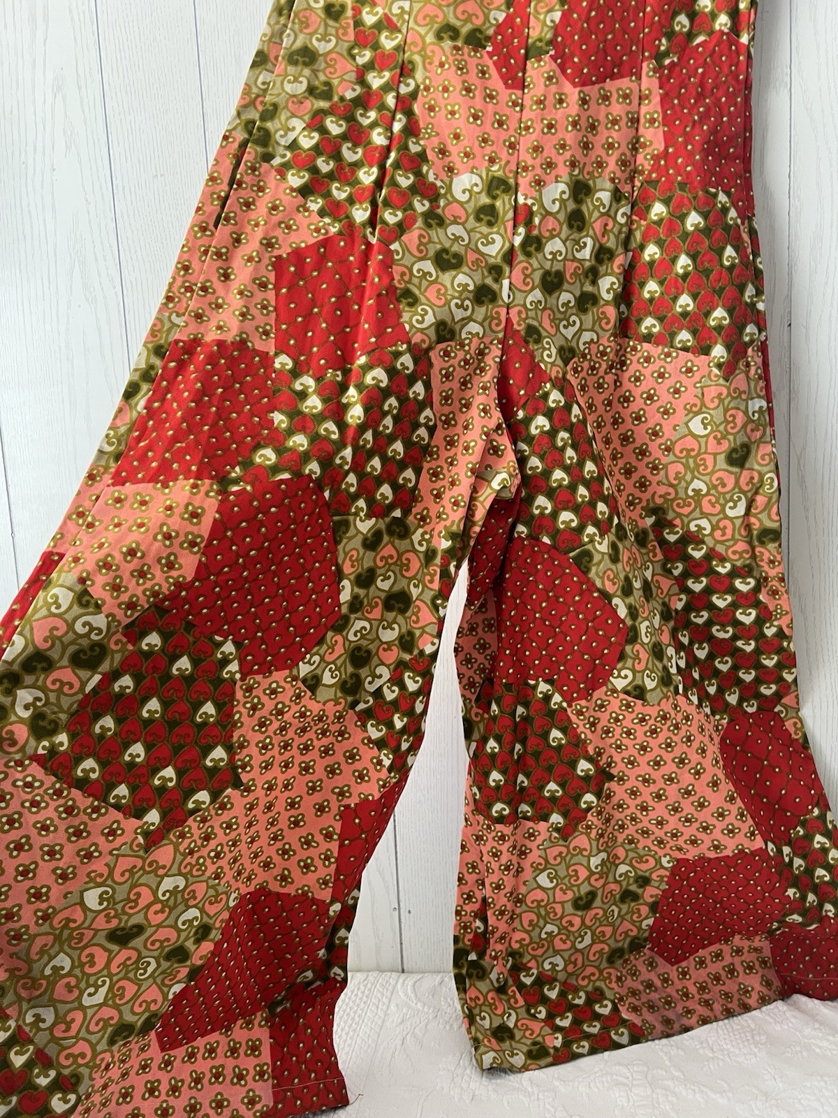 VTG 1960’s Jumpsuit Mod Culotte Psychedelic Handmade Medium LG Green