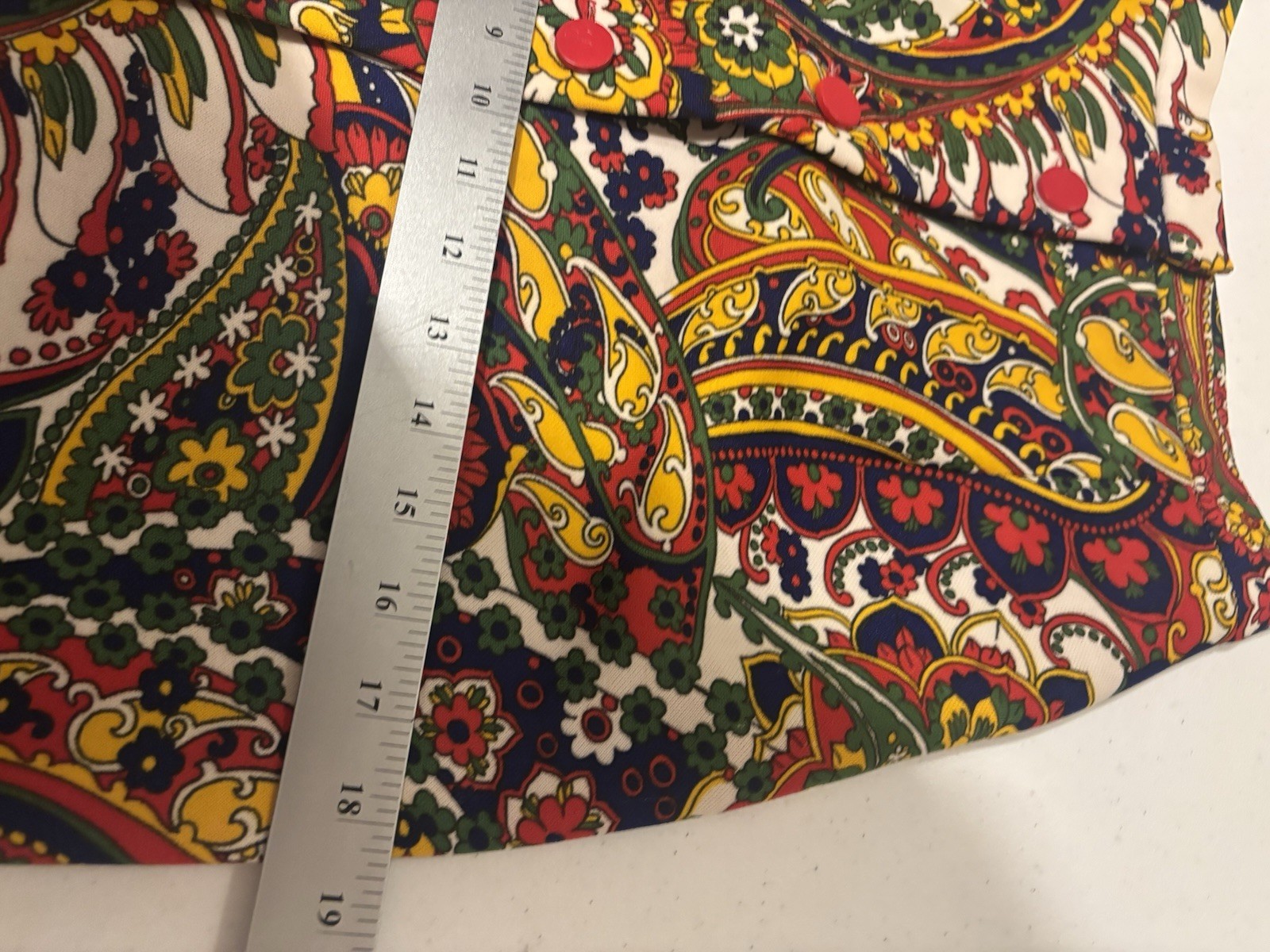 Vintage 60s MOD Maxi Skirt Psychedelic Paisley Retro Button Front XS MCM 70s