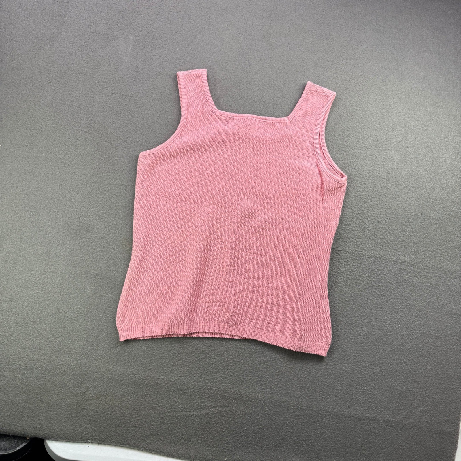Vintage United States Sweaters Tank Top Women XL Pink Knit Square Neck USA VTG