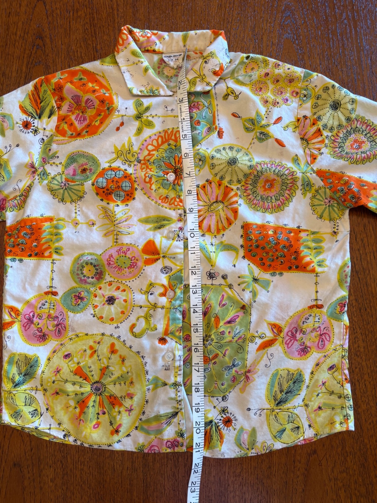 Vintage 50s 60s Cotton Novelty Print Blouse Top XS/S Mid Century Rockabilly