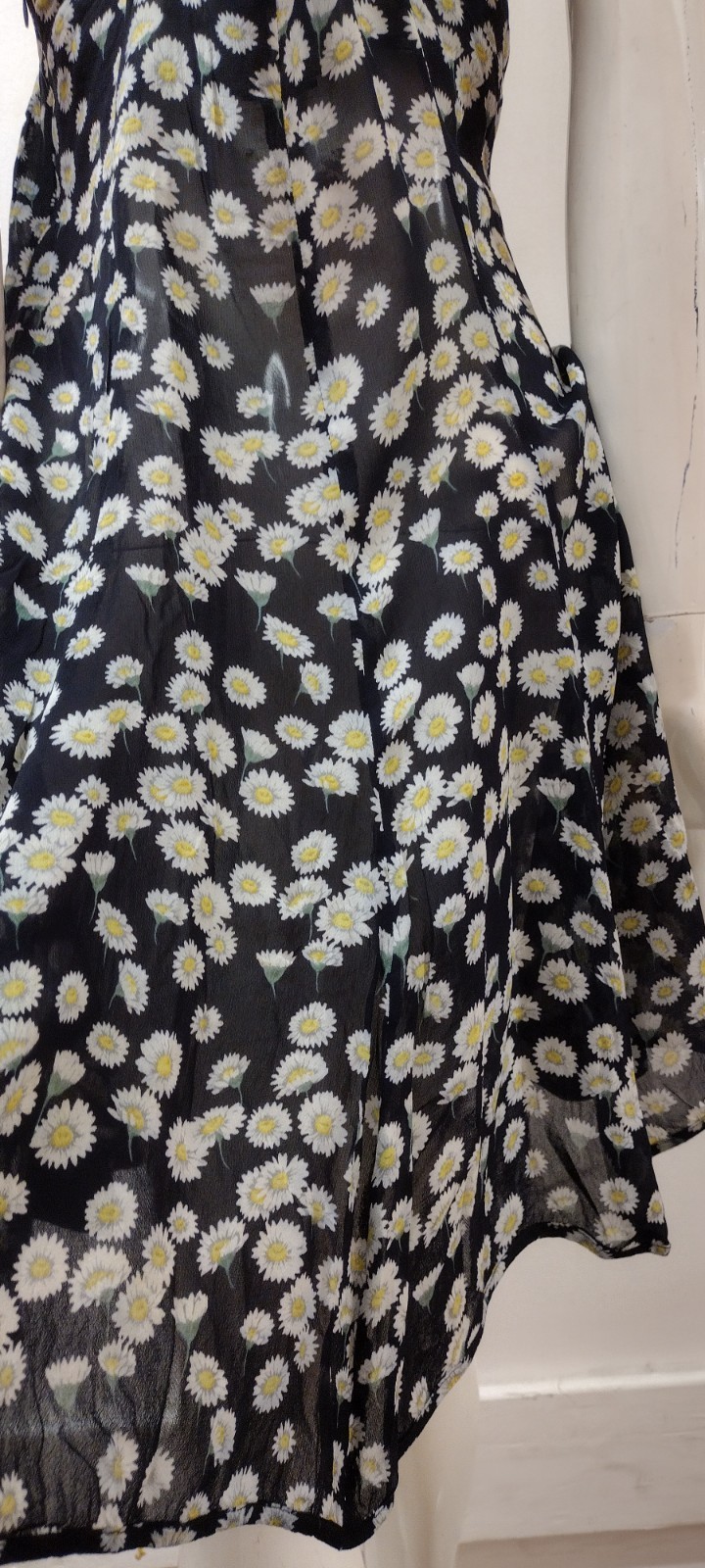 Escada Sport 1990s Daisies Sheer Sundress Grunge Cross Backless ITALY 36 Medium