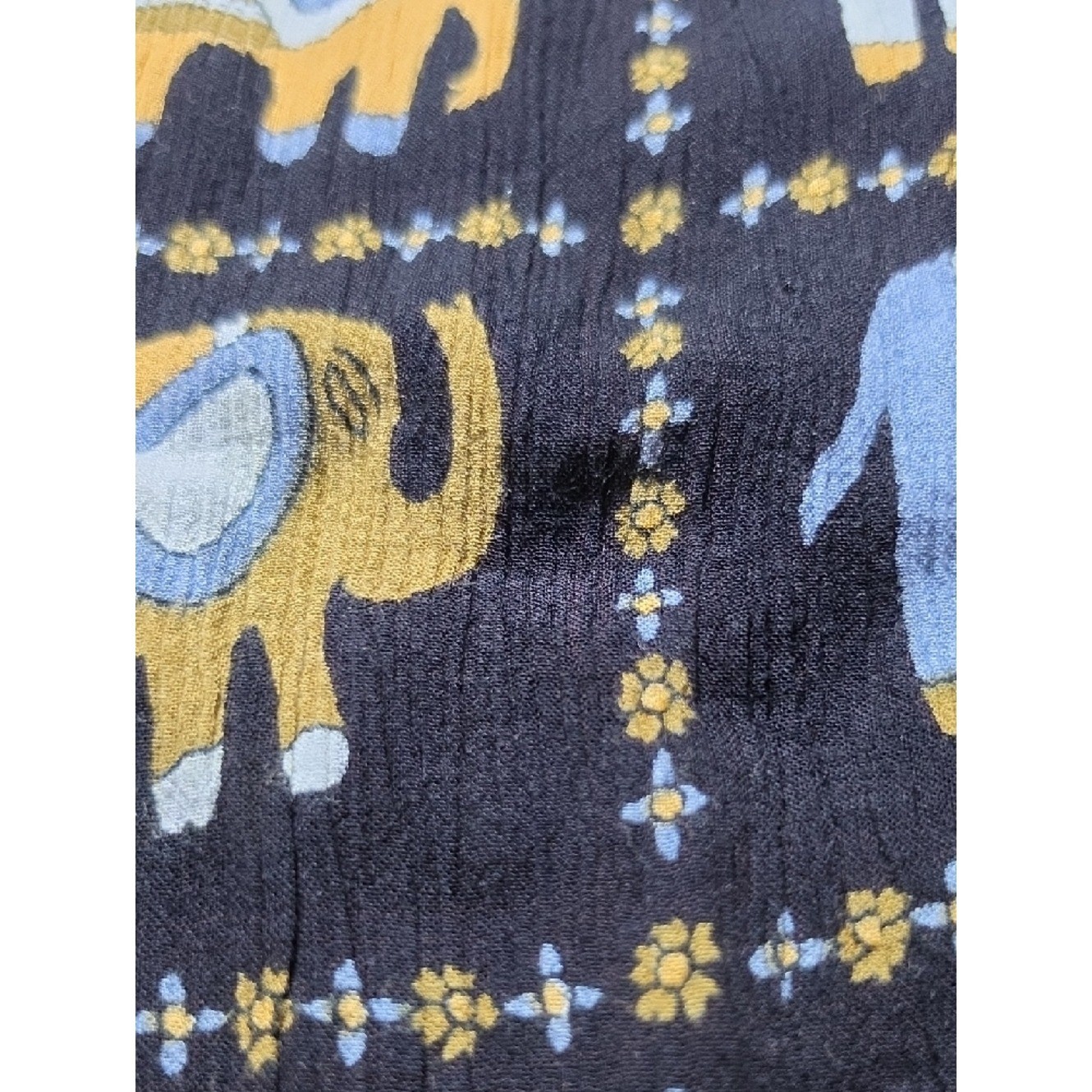 JEWEL QUEEN | Vintage Elephant Print Two-Piece Button Down Tunic Pants Set | XL