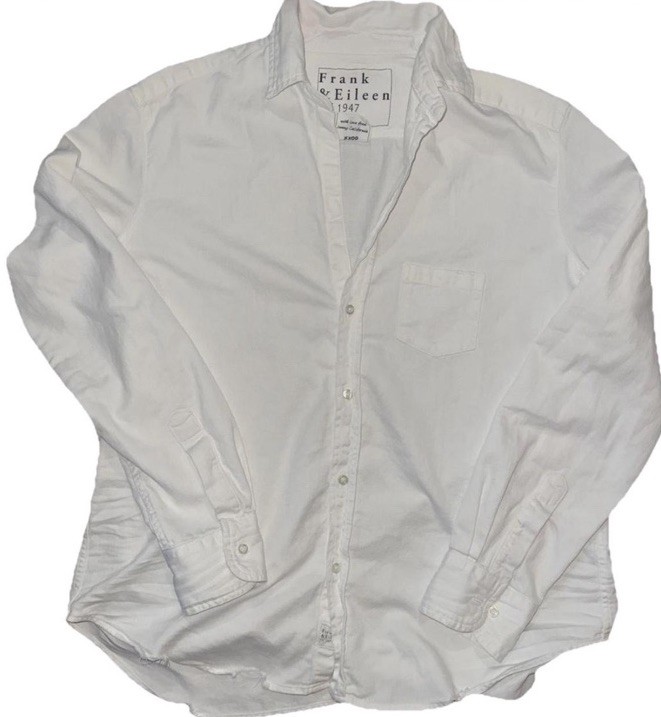 Frank & Eileen Eileen Relaxed Button-Up Shirt – Famous Denim – White SIZE S