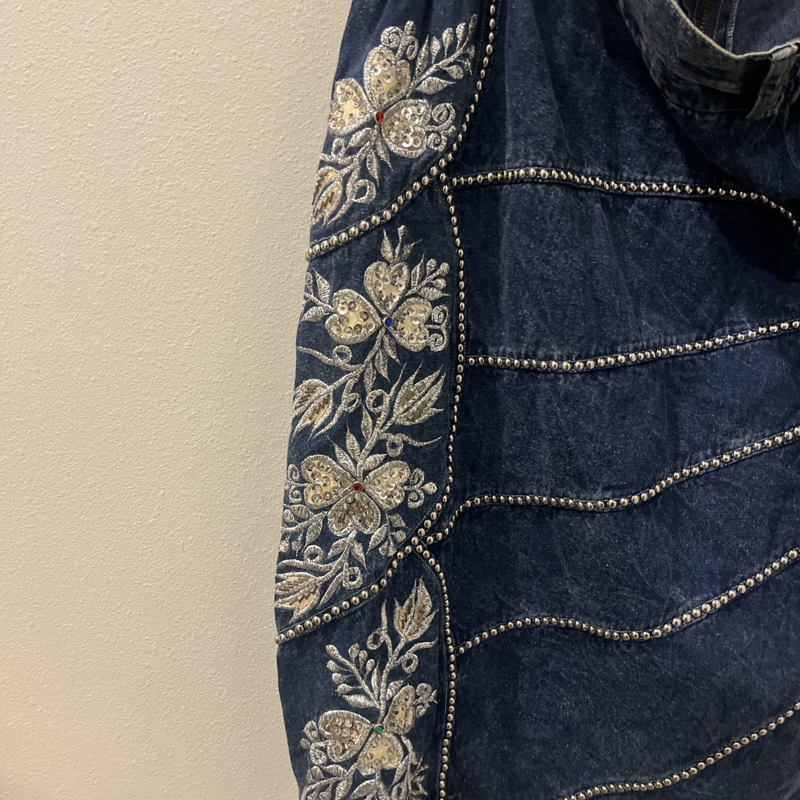 Vintage 80s American Classics Denim Bedazzled Set| Skirt & Jacket Size Large