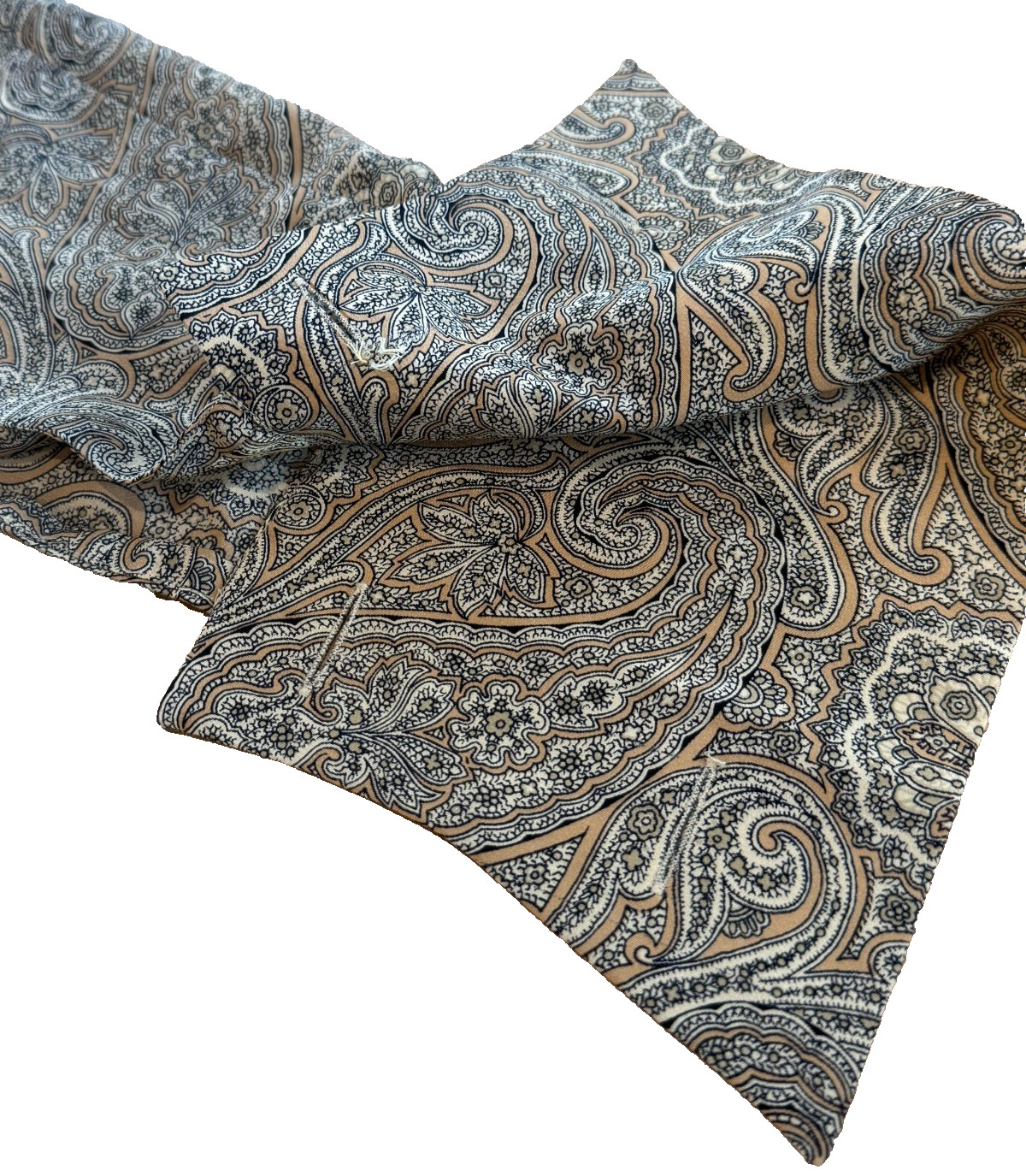 Vintage Paisley Silk Button-Down Blouse Women SZ 12 Long Sleeve French Cuff Boho