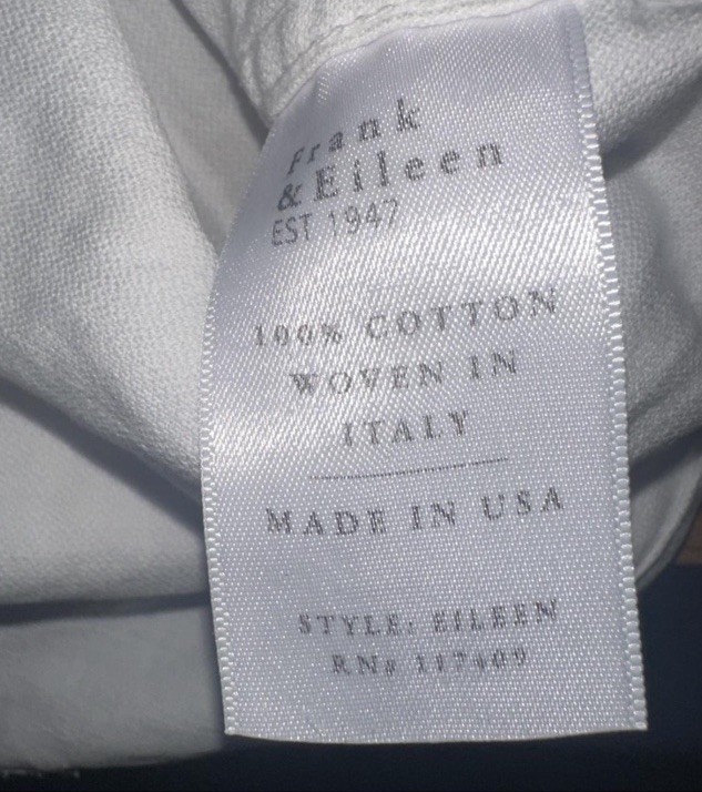 Frank & Eileen Eileen Relaxed Button-Up Shirt – Famous Denim – White SIZE S