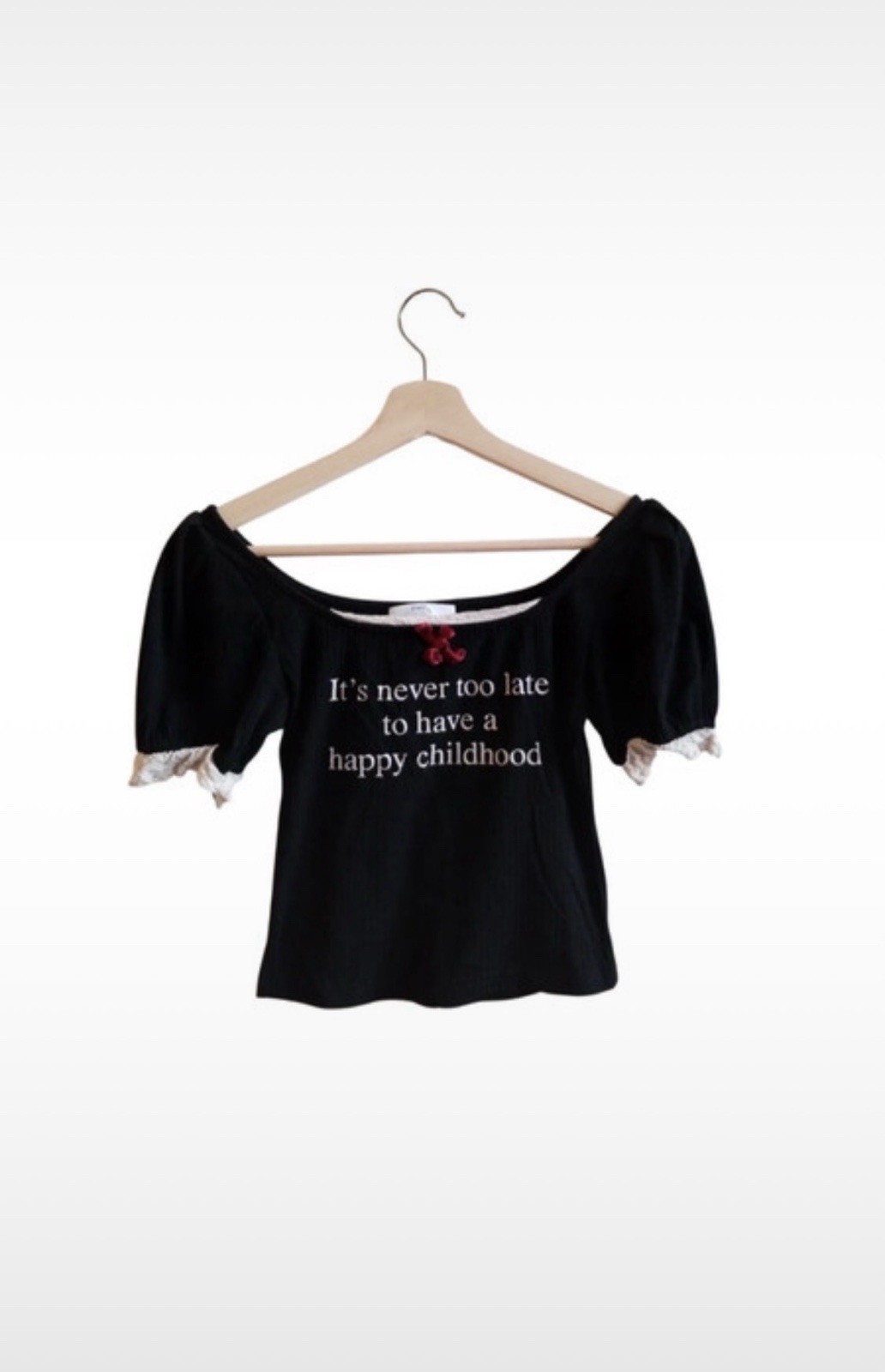 Rare Y2k Nostalgia Praying Brand Lace Trim Crop Top Size M