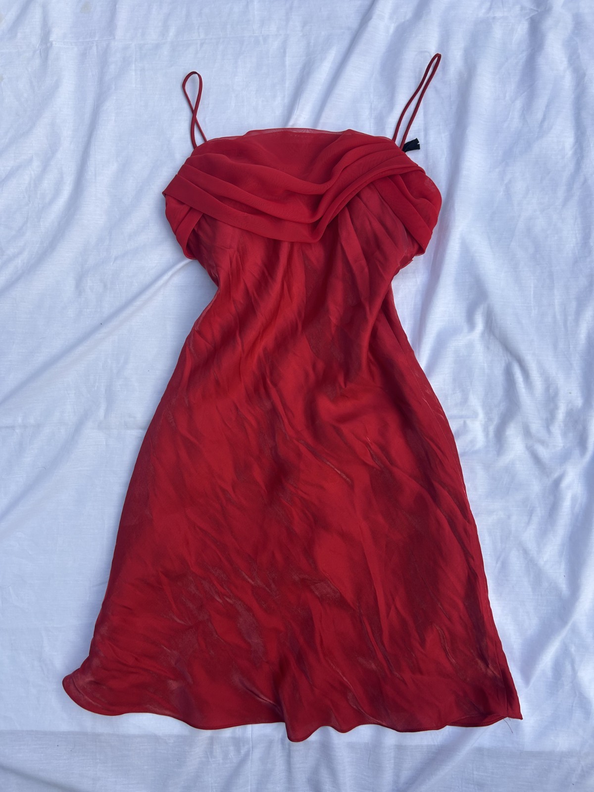 vintage red chiffon dress