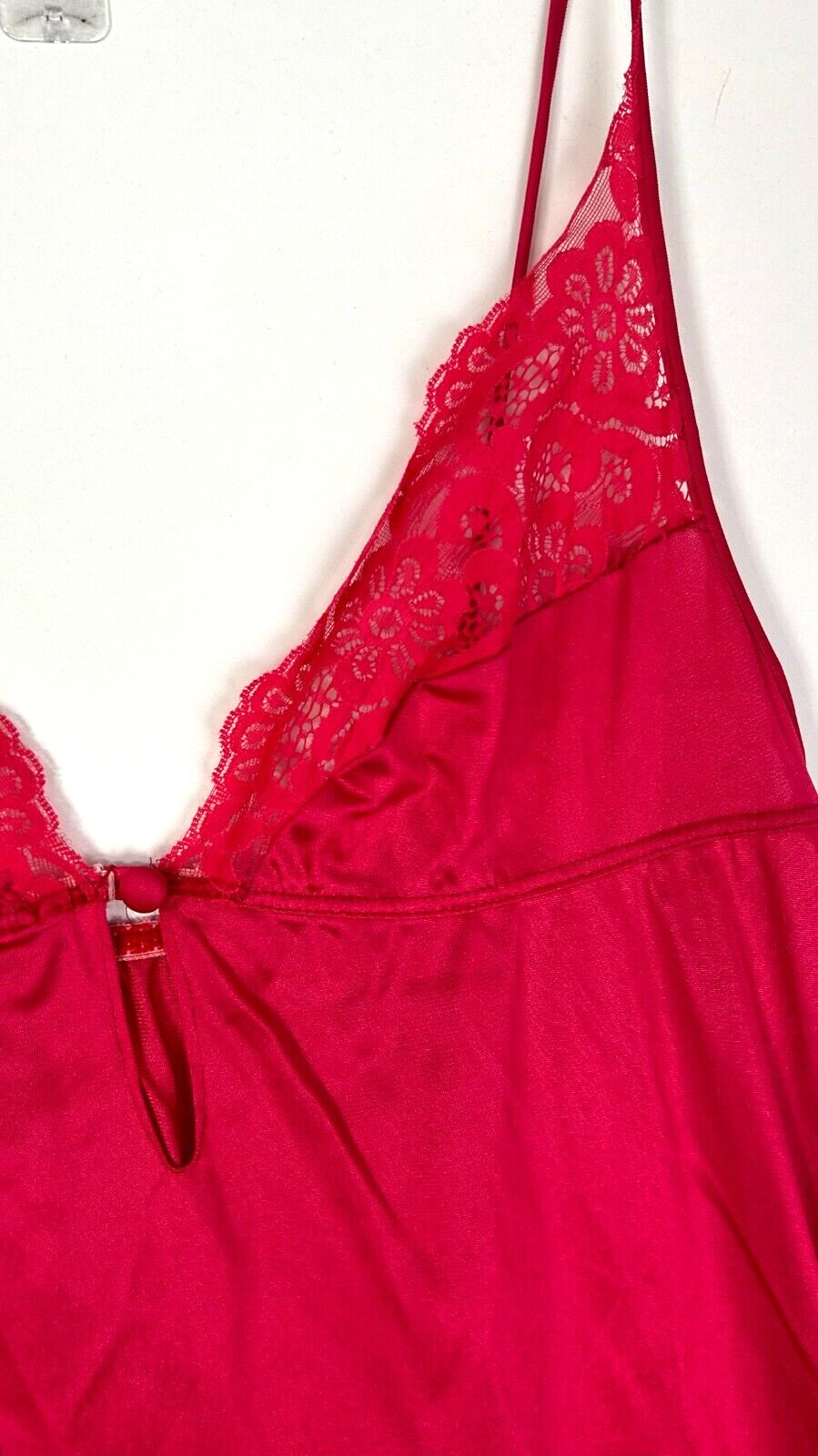 flair lingere by dianne keesee vtg slip night gown dark pink medium lace