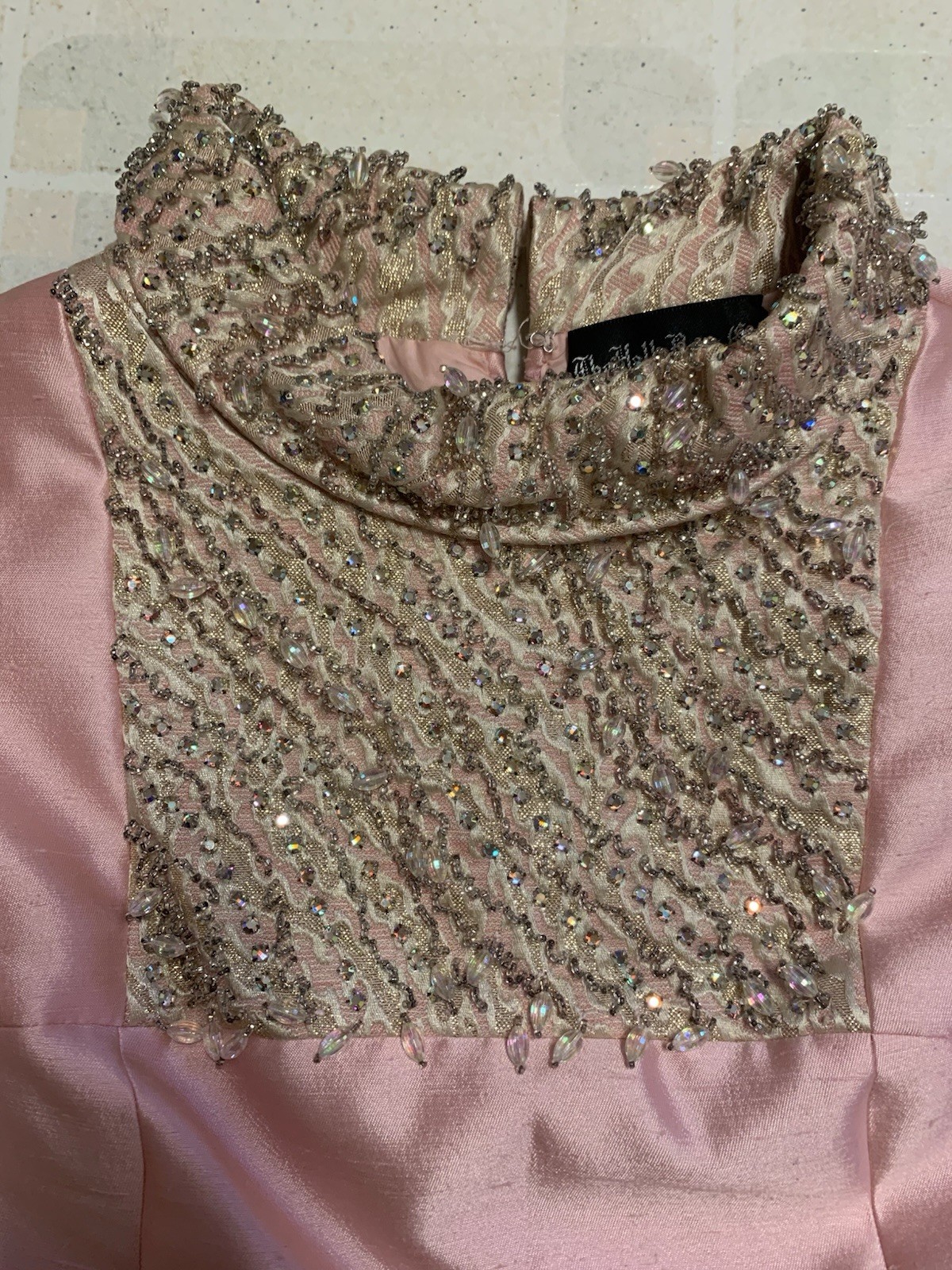 Vintage 60s The Halle Bros Co Cleveland Pink Beaded Dress Special Occasion Retro