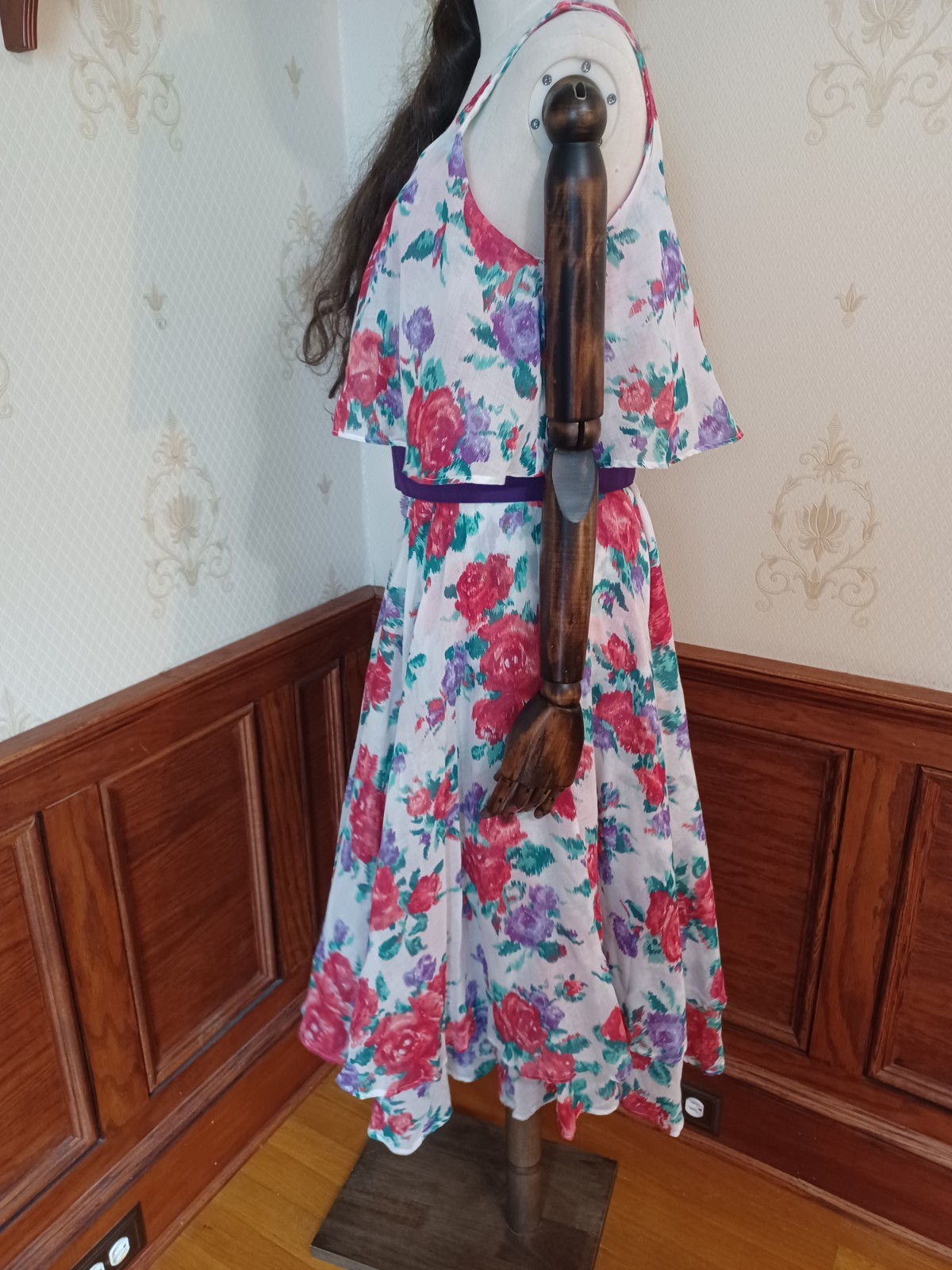 Vintage 1980s L. Rothschild Floral Print Tiered Cottagecore Prairie Tea Dress