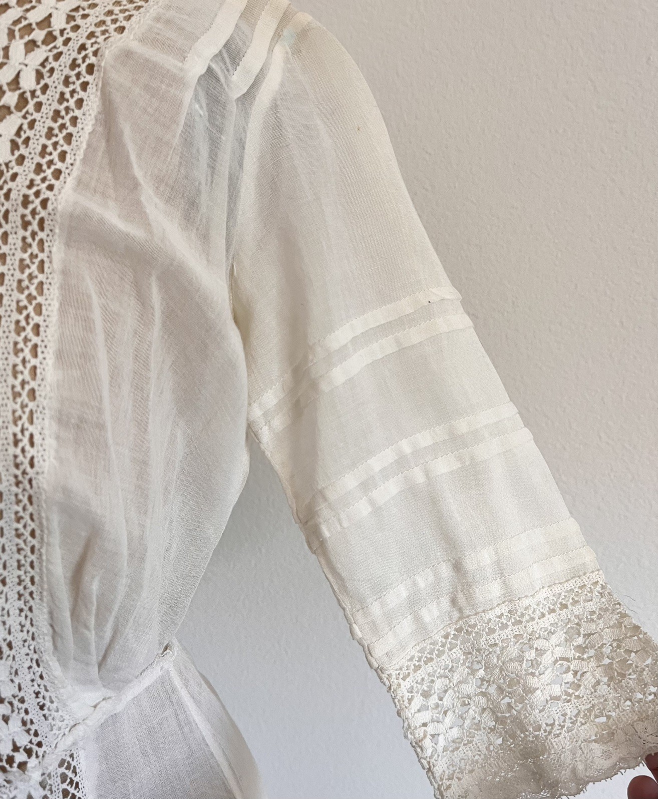 Antique Edwardian White Cotton Lawn Dress Tea Gown Wedding Dress Good Cond Small