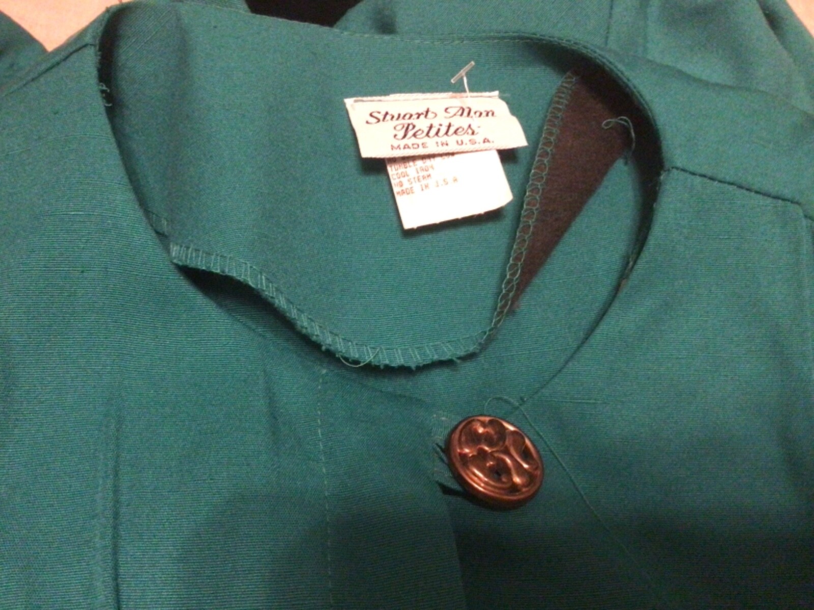 Vintage Stuart Alan Petites Size 10 ~Green Belted Dress~NOS
