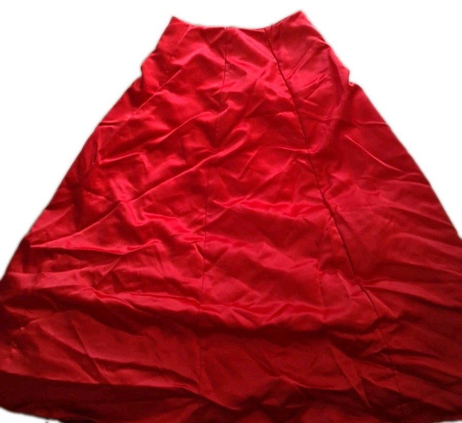 Vintage Red Polyester Formal Maxi Skirt Full Ball Gown Built-in Crinoline Canada