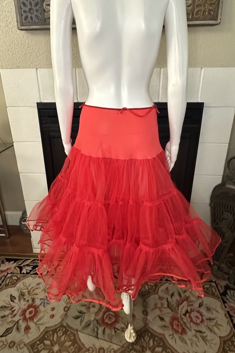 Vtg Red Malco Modes Western Square Dance Petticoat Crinoline Womens Medium USA