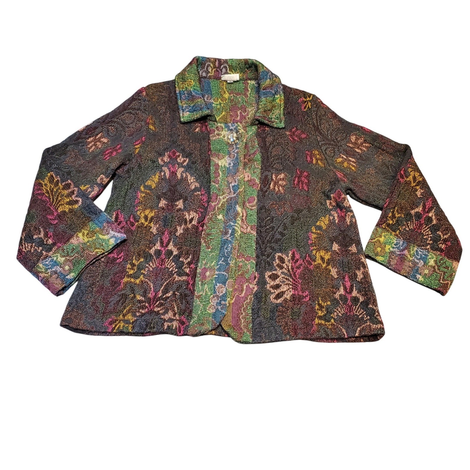 VTG Habitat Clothes To Live In Tapestry Jacket Boho Art To Wear Paisley Floral S