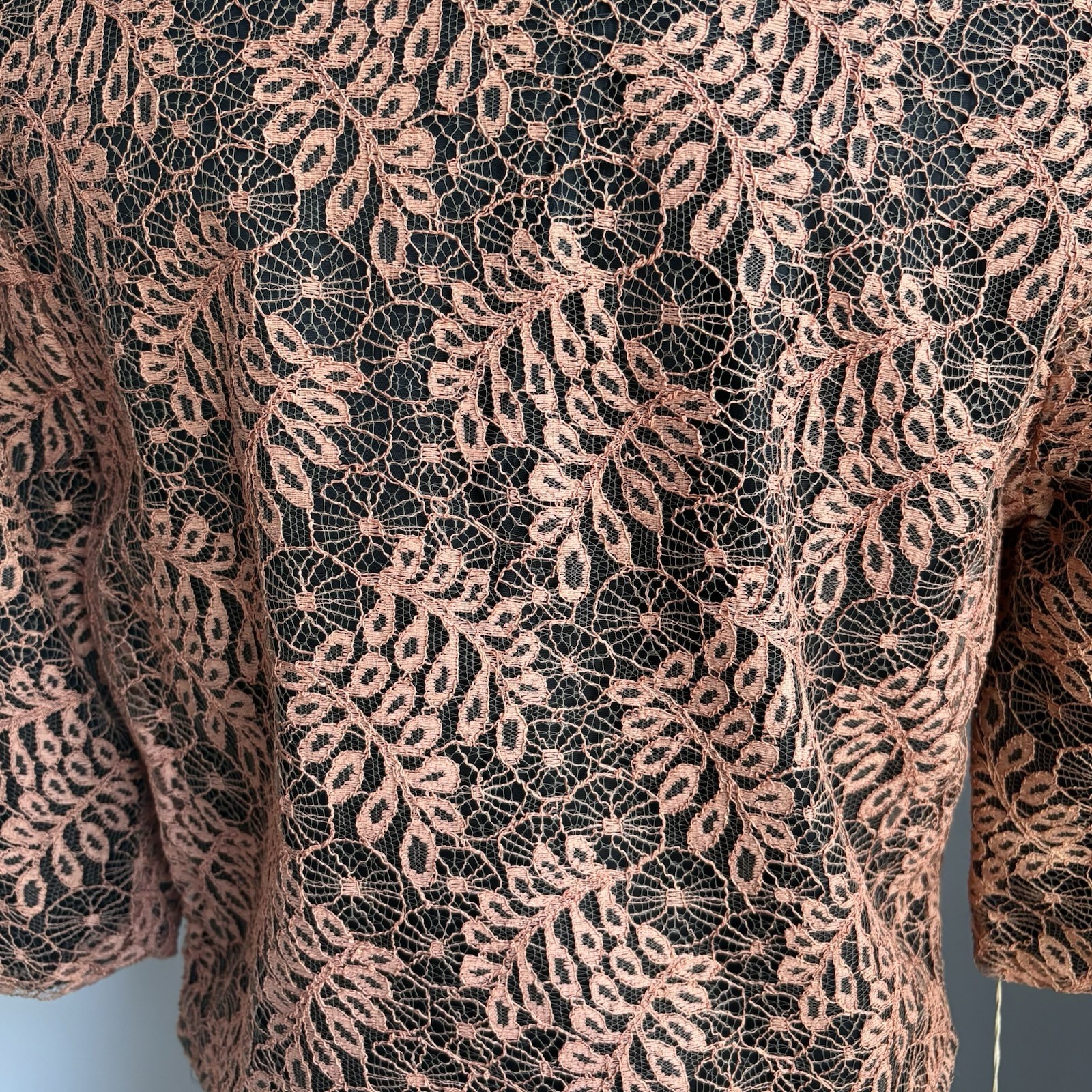 Vintage 50s Deadstock Copper color Spiderweb Lace Jet Black Cropped Jacket XS/S