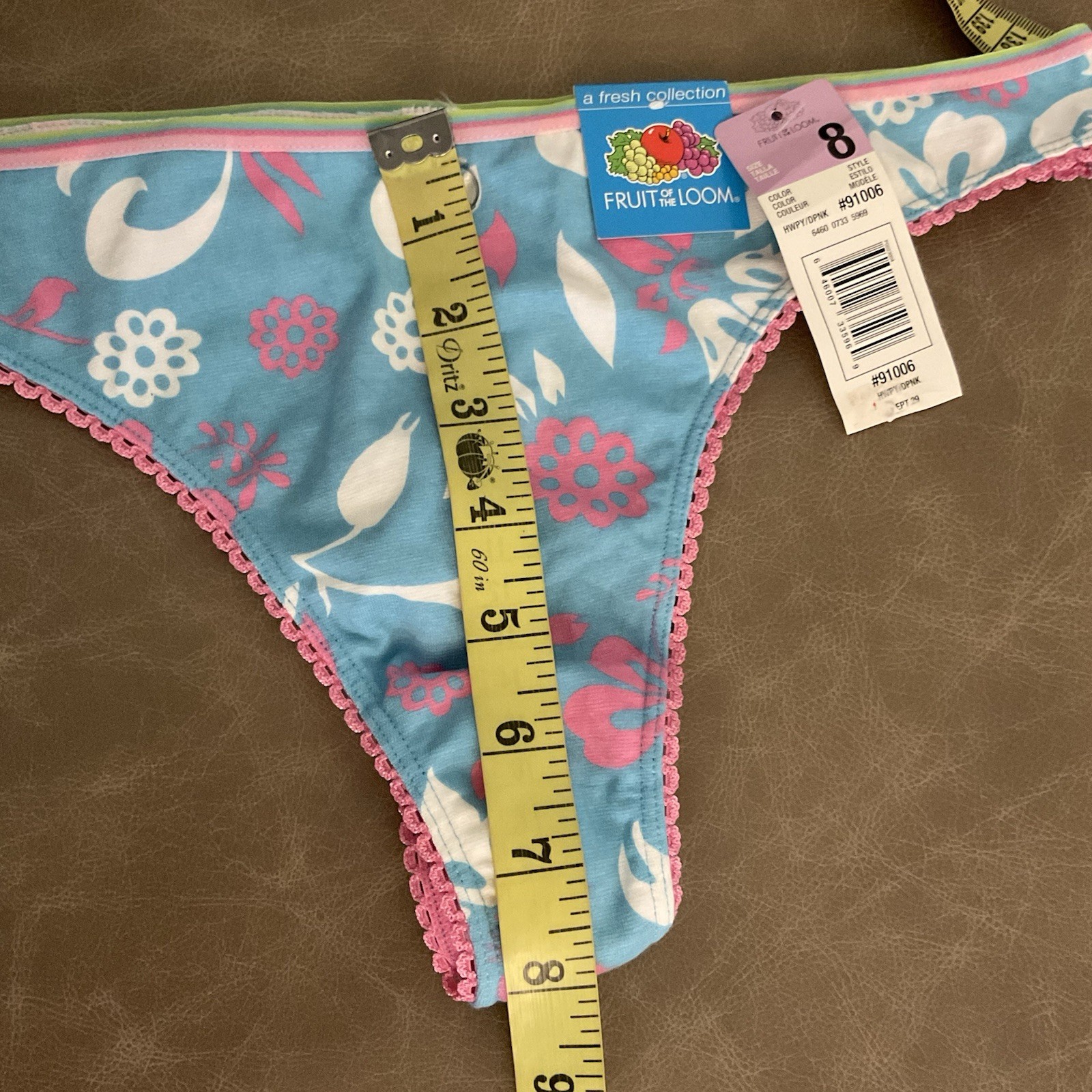 Vintage 2005 Y2K Fruit Of The Loom Thong Panties 8 NWT Floral