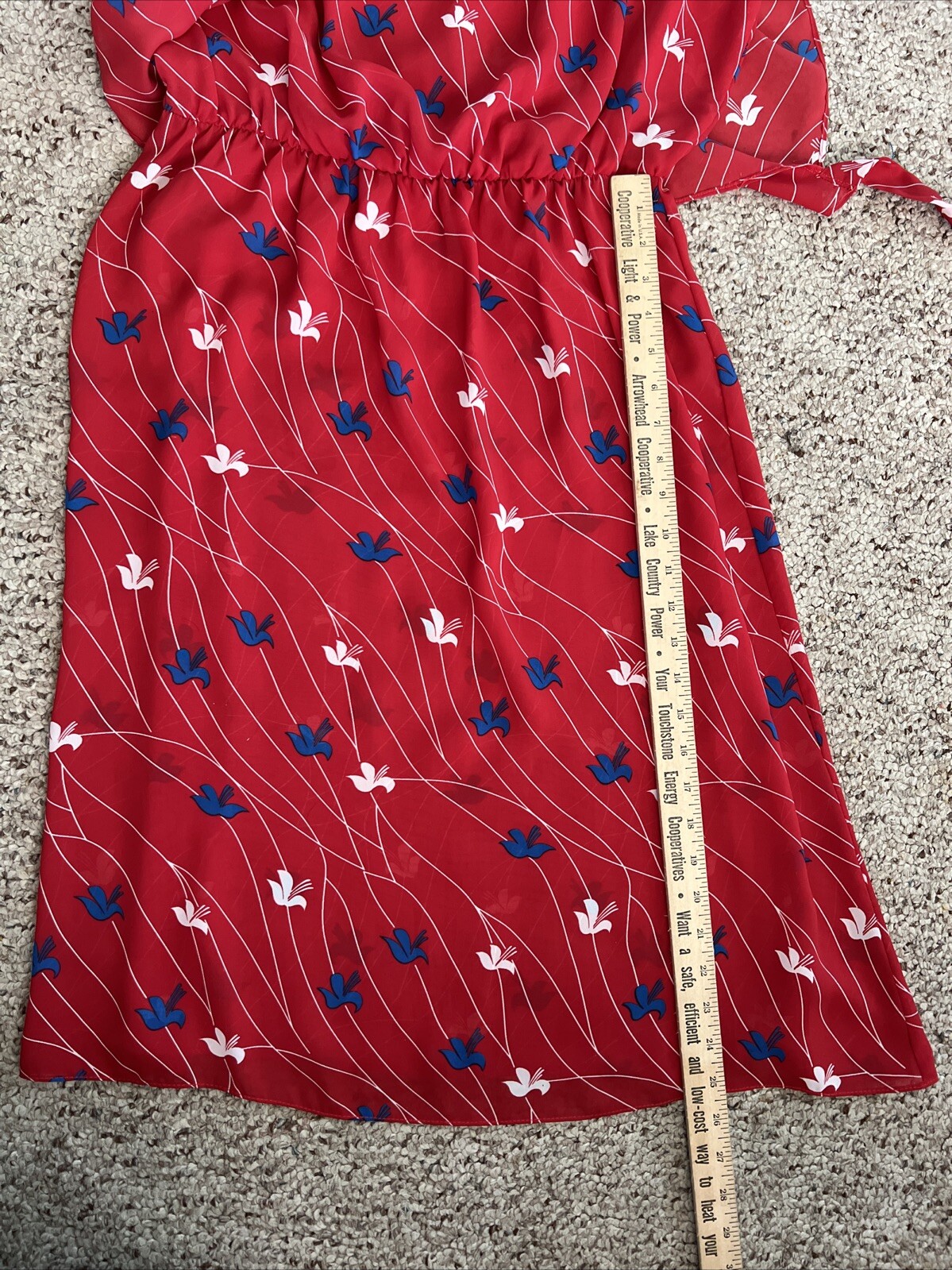 Vintage 1980s Red White & Blue 100% Polyester Dress Maree&rsquo; Made Jamaica Size 18