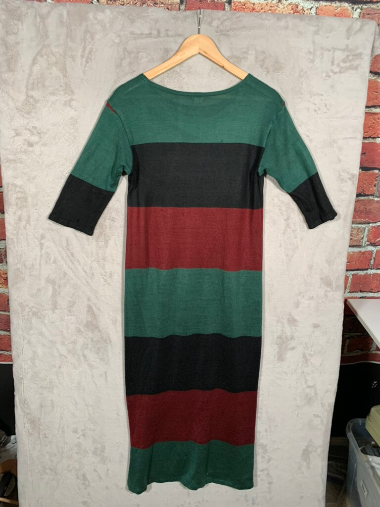 David Silverman Knit Dress ColorBlock Maxi Wool Blend S/M