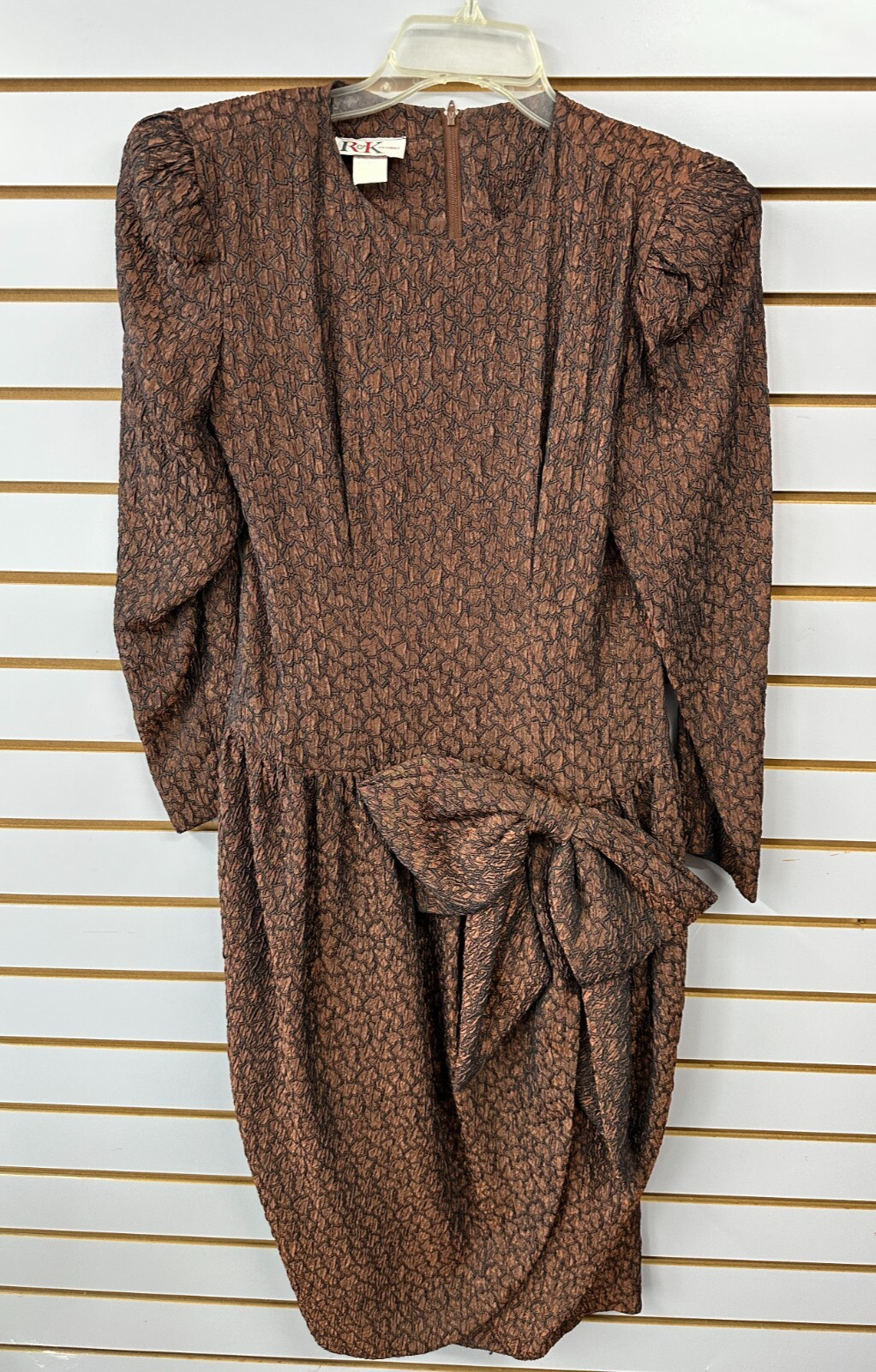 Vintage R&K Originals Dress Womens Sz 6 Dynasty Mob Wife Cocktail Party Midi Bow