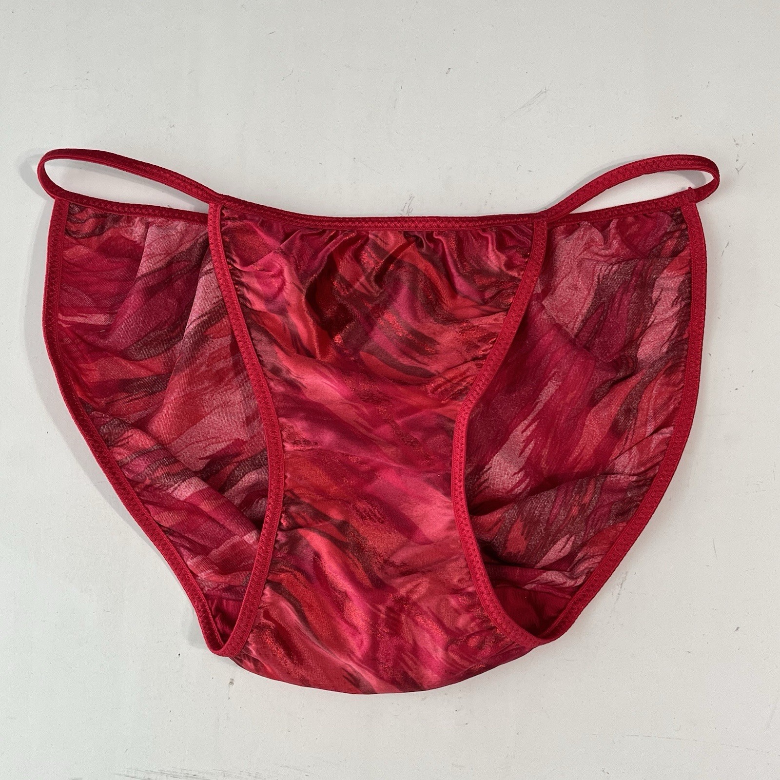 Vintage 2001 Victoria&rsquo;s Secret Panties Red Satin Second Skin Y2K Bikini Sz L