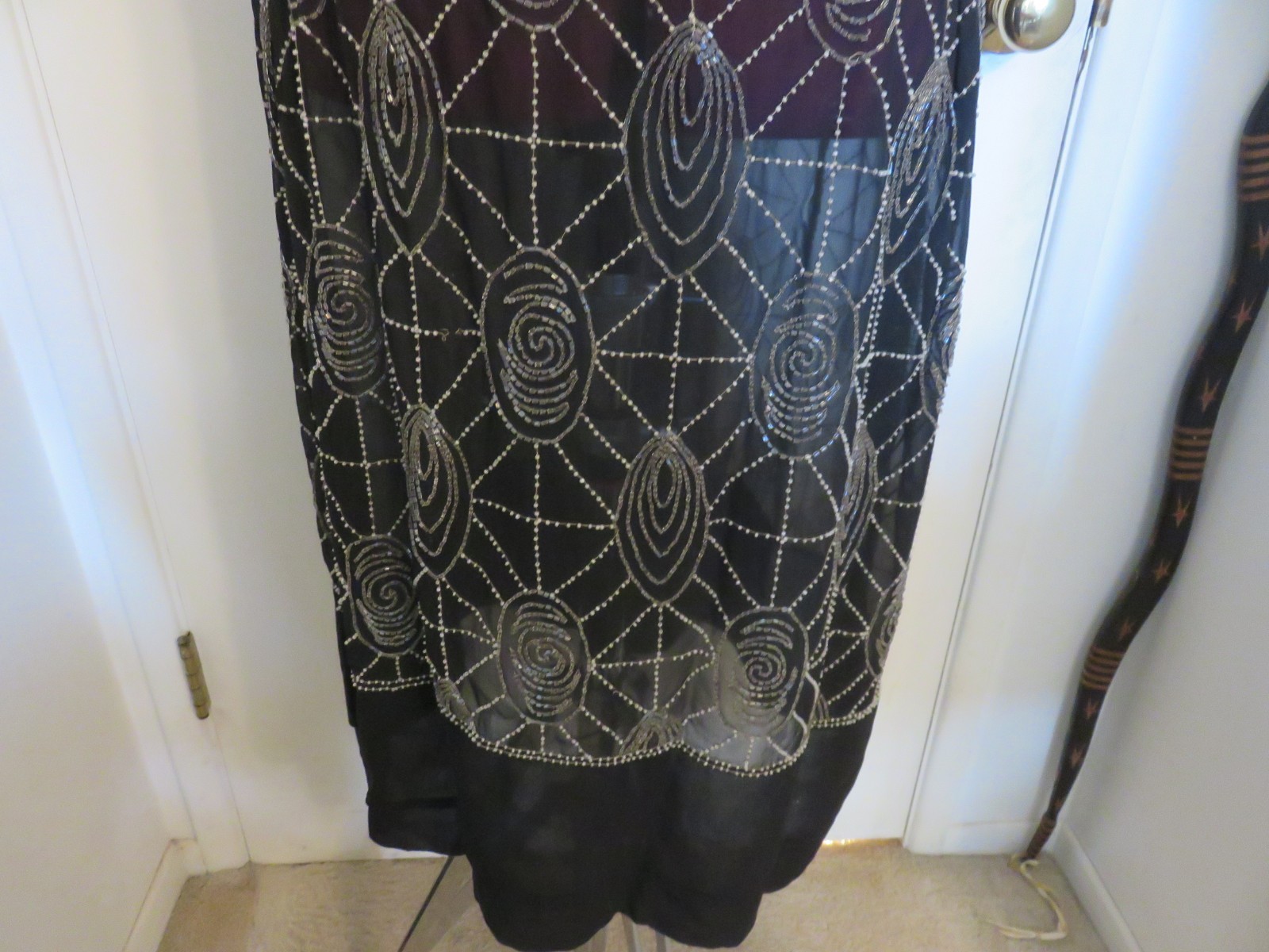 UNBRANDED Beaded Flapper Dress Sheer BLACK Vintage Antique 1920&rsquo;s