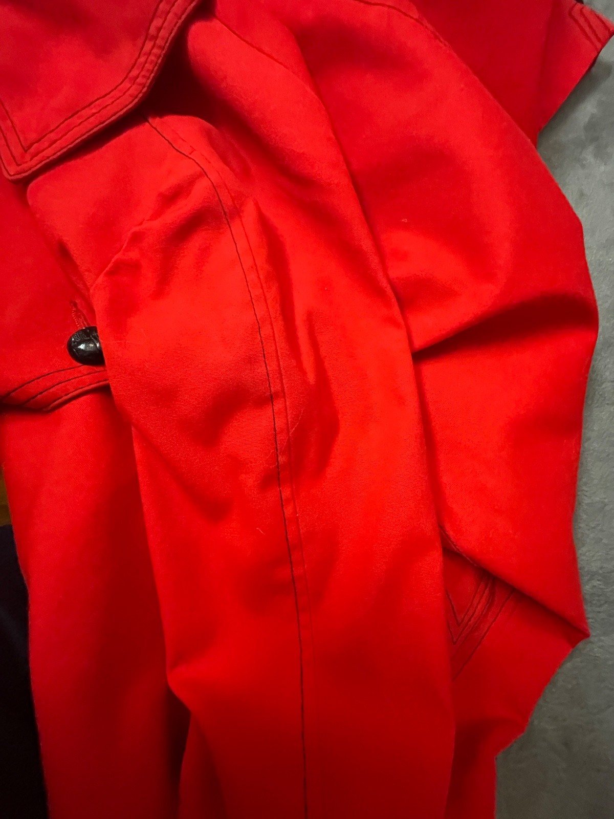 Vintage Junior Accent Red S/M Belted Trench Coat Cape Overlay 60s Retro Mod VTG