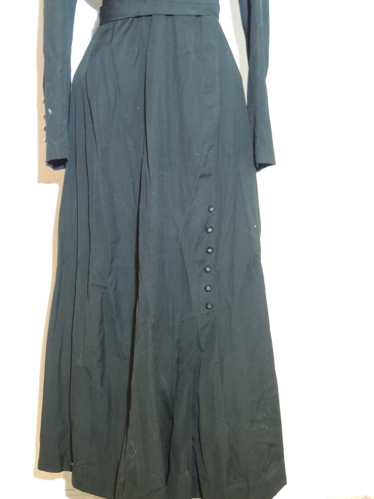 Edwardian / Titanic Era Black Fine Wool Dress Sm