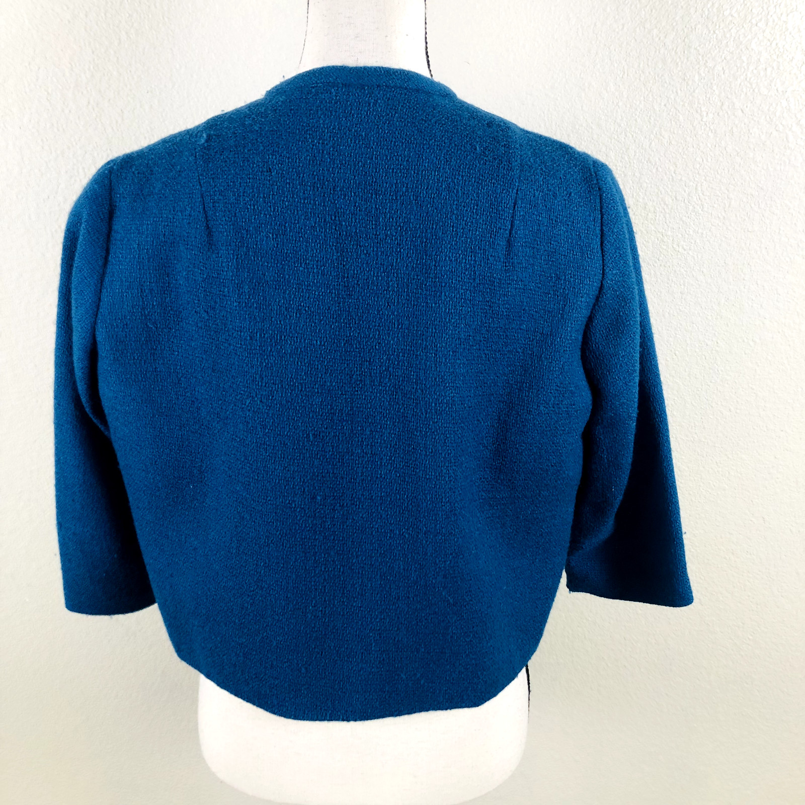 Vintage Candy Blazer Jacket Womens 12 Blue Open Cropped Career Workwear Casual