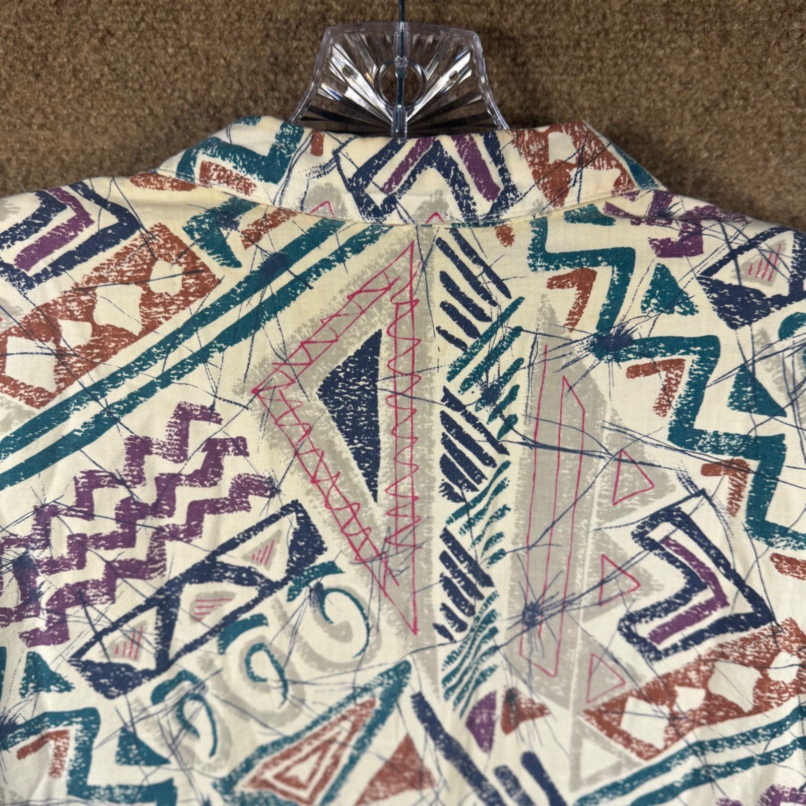 VTG Plus Size Cherokee Shirt Button Abstract XL 2XL 22W Geometric Tribal 90s USA